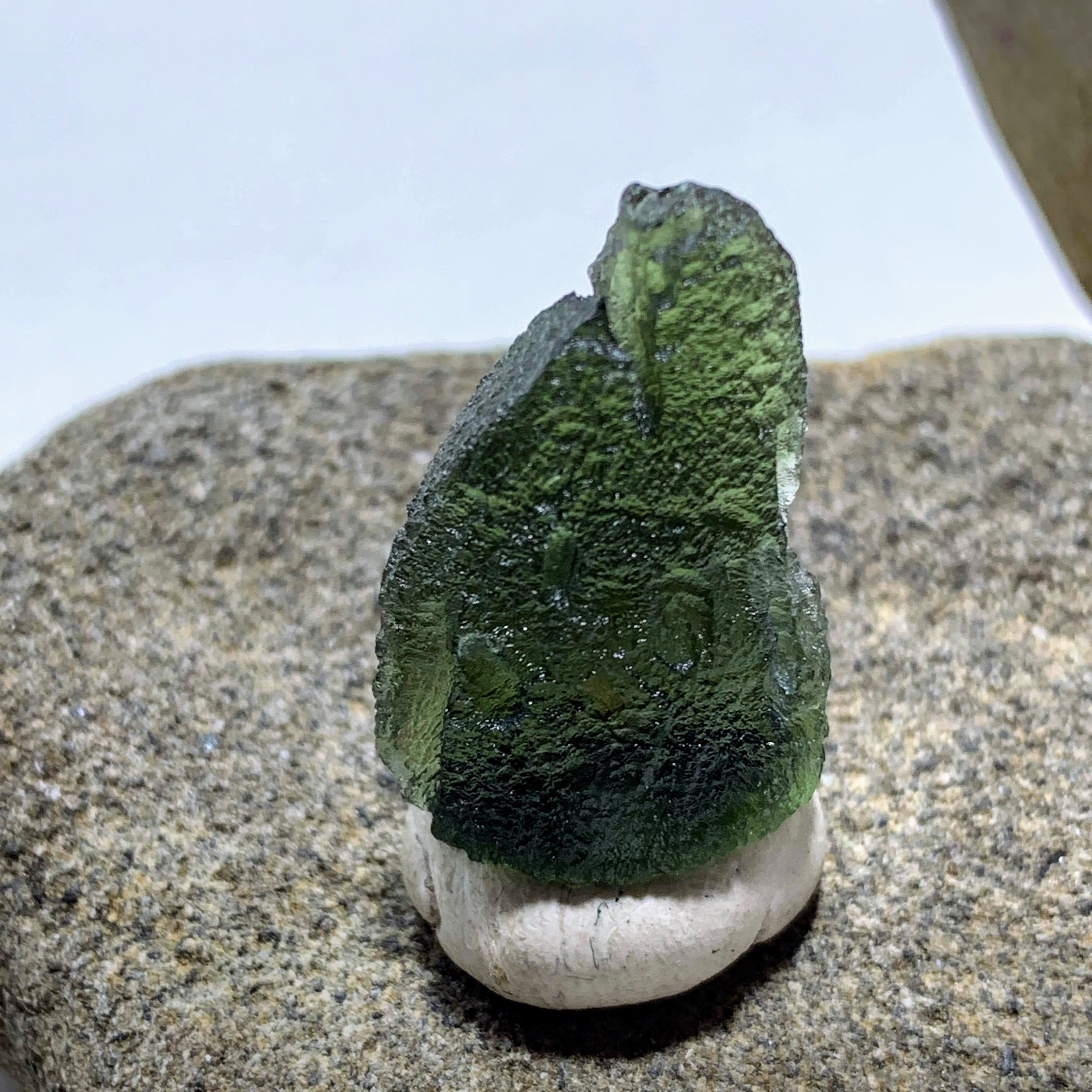 Genuine Raw Green Moldavite Specimen From Czech Republic #1 - Earth Family Crystals