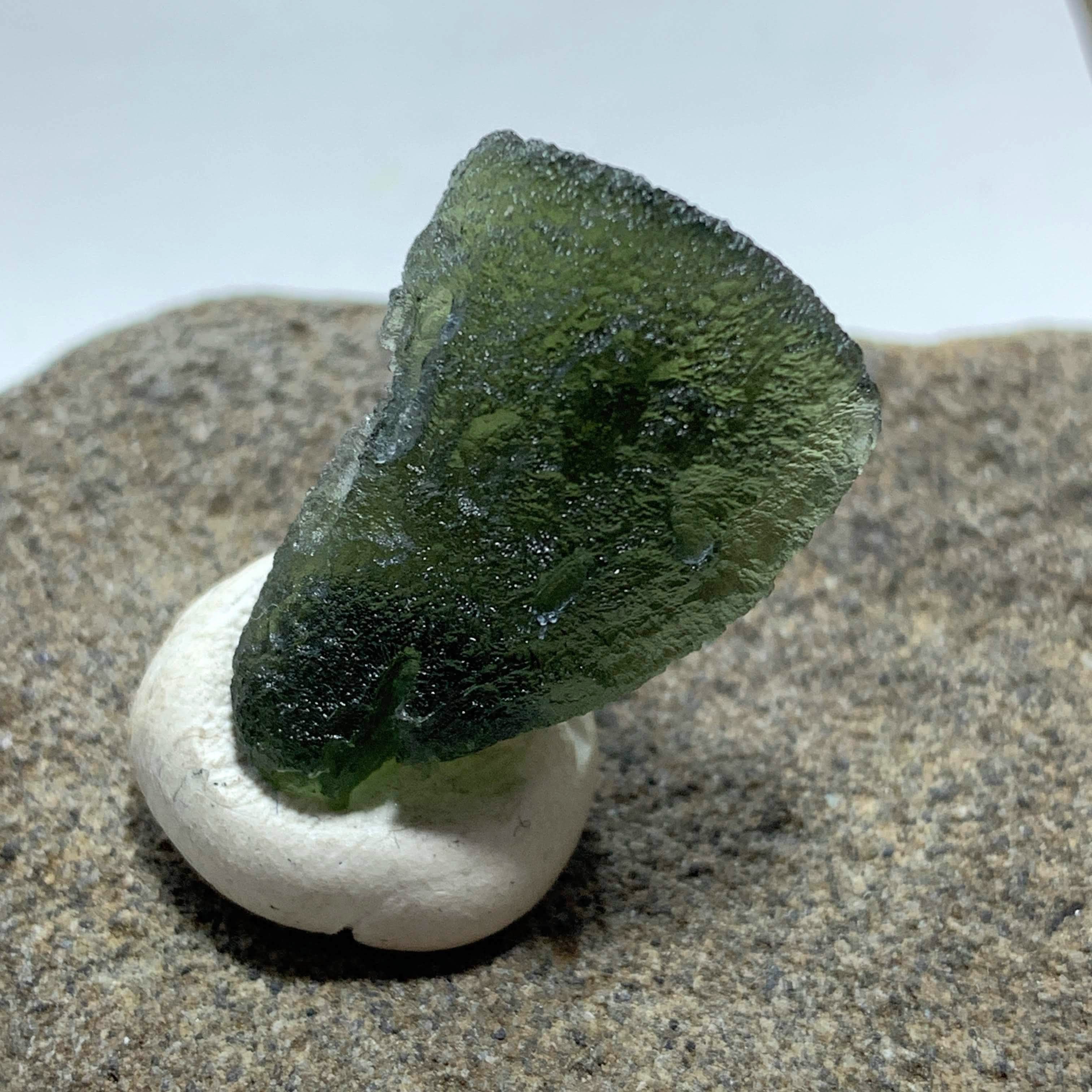 Genuine Raw Green Moldavite Specimen From Czech Republic #1 - Earth Family Crystals