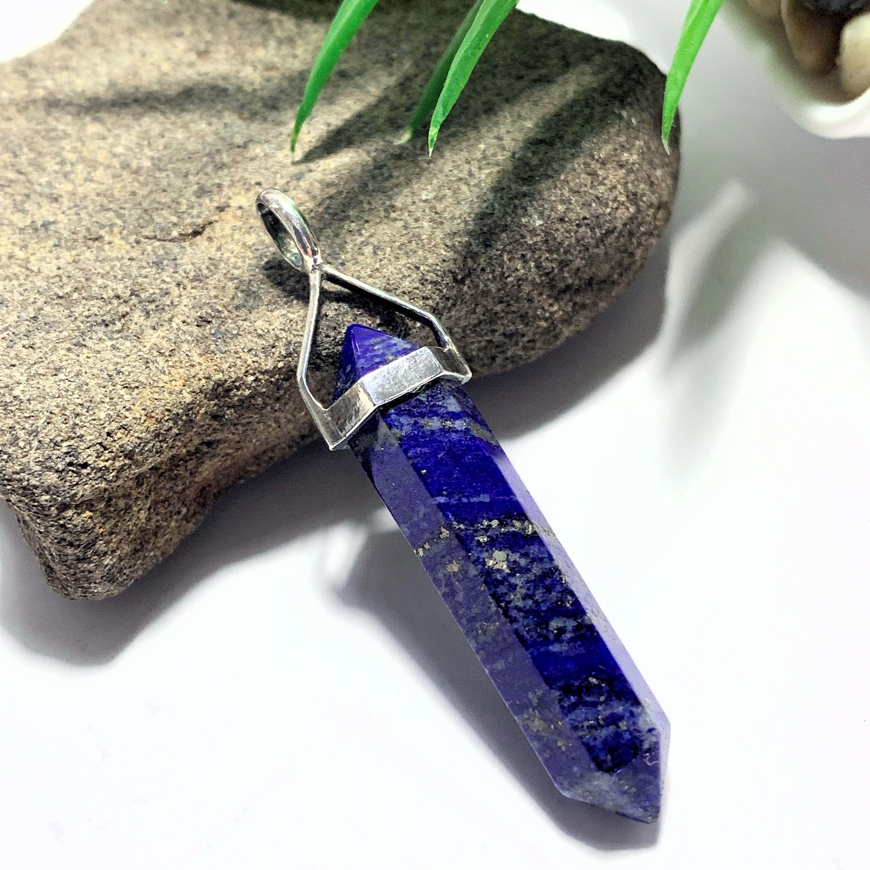 Cobalt Blue Lapis Lazuli DT Sterling Silver Pendant (Includes Silver Chain)