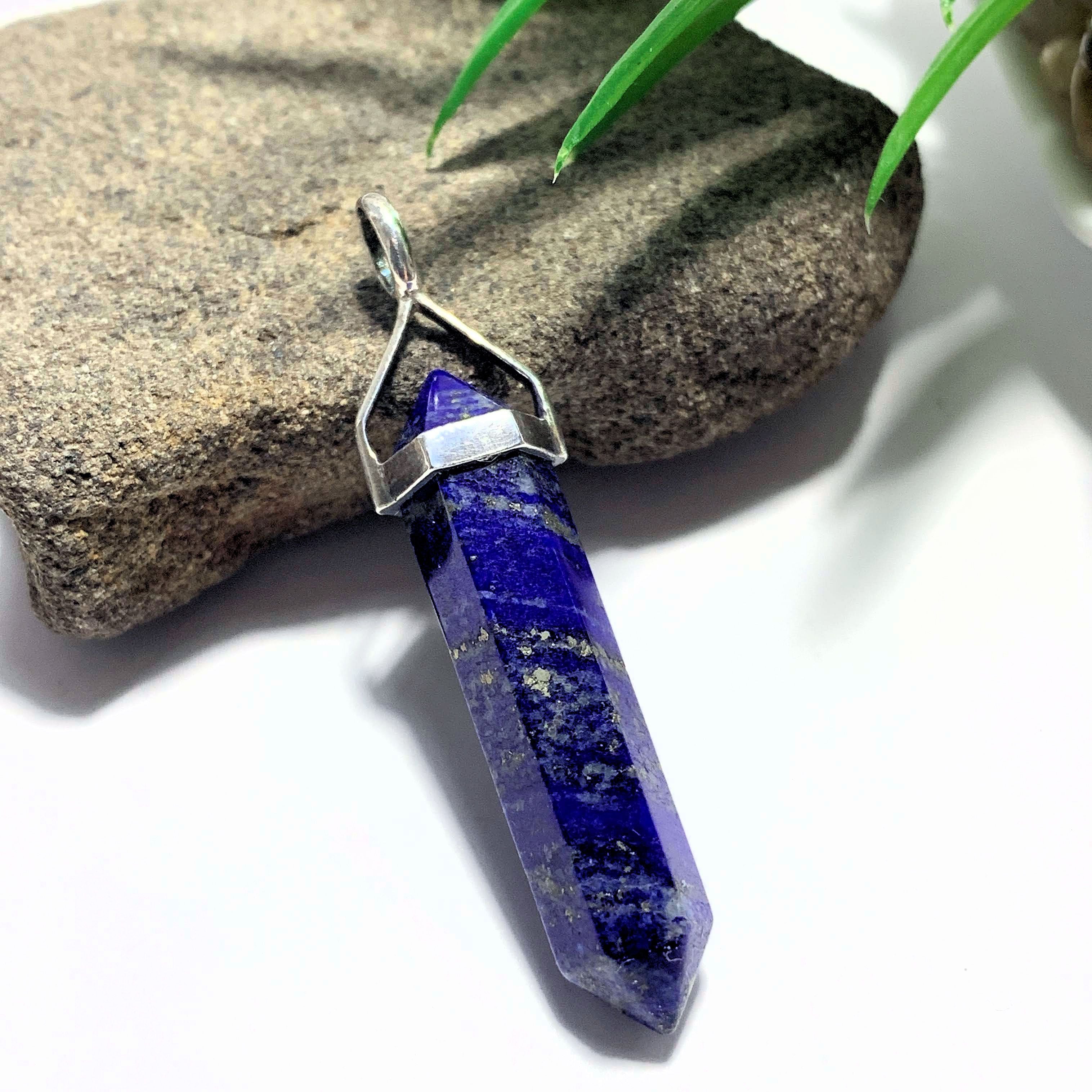 Cobalt Blue Lapis Lazuli DT Sterling Silver Pendant (Includes Silver Chain)