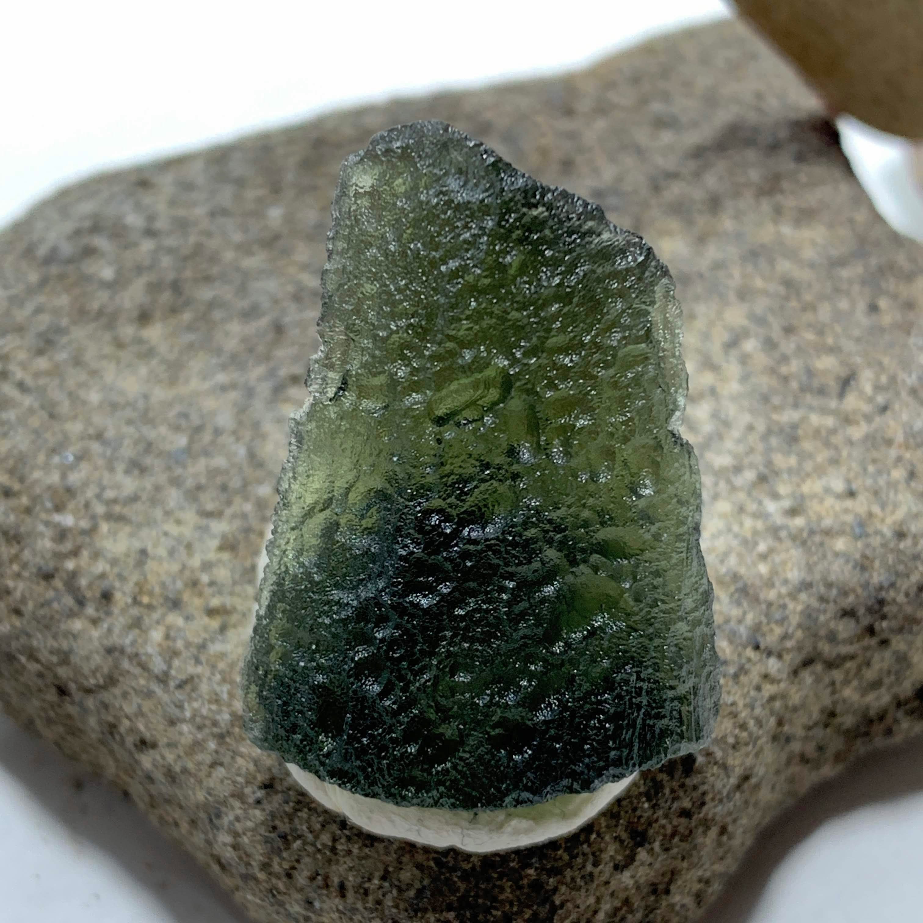 Genuine Raw Green Moldavite Specimen From Czech Republic #3 - Earth Family Crystals