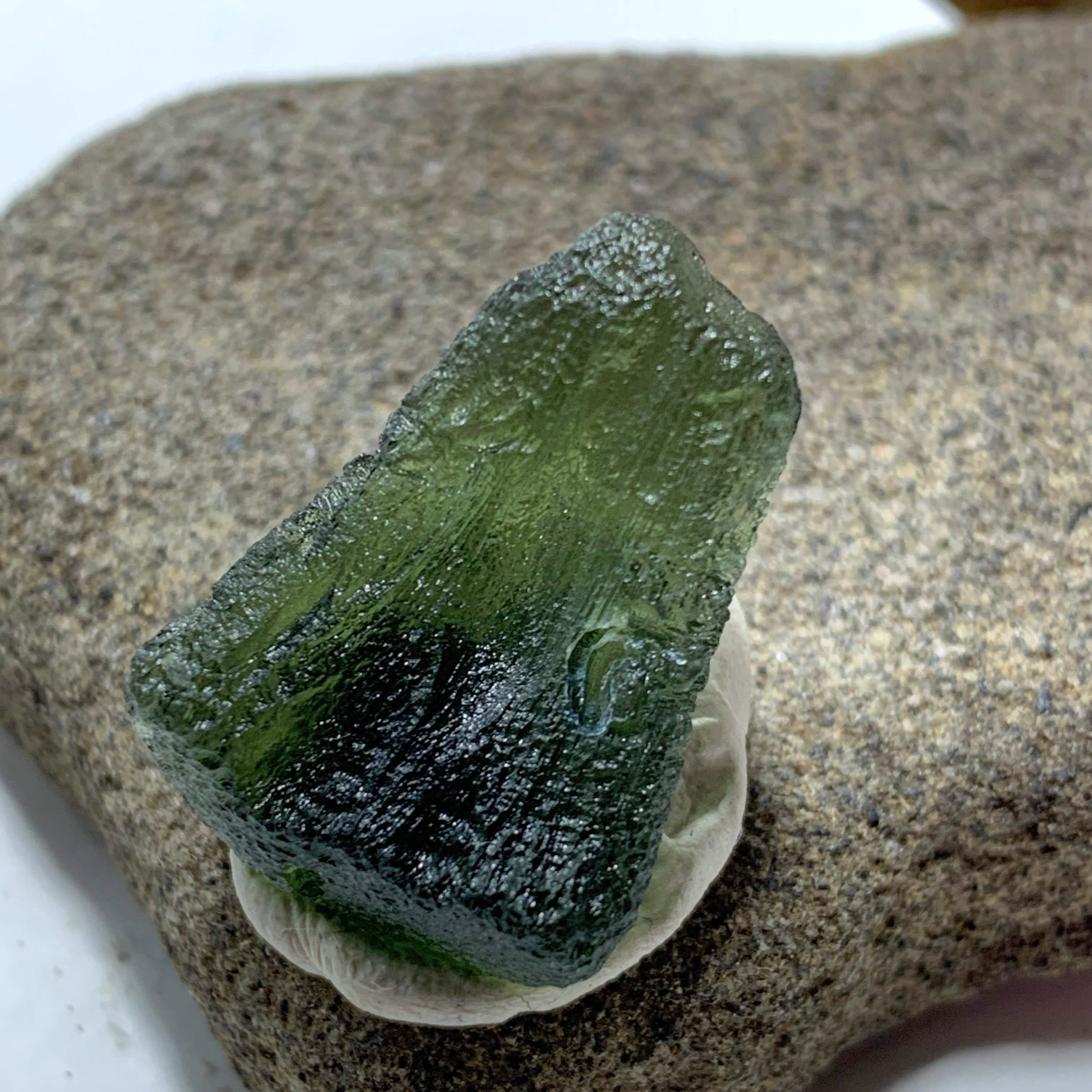 Genuine Raw Green Moldavite Specimen From Czech Republic #4 - Earth Family Crystals