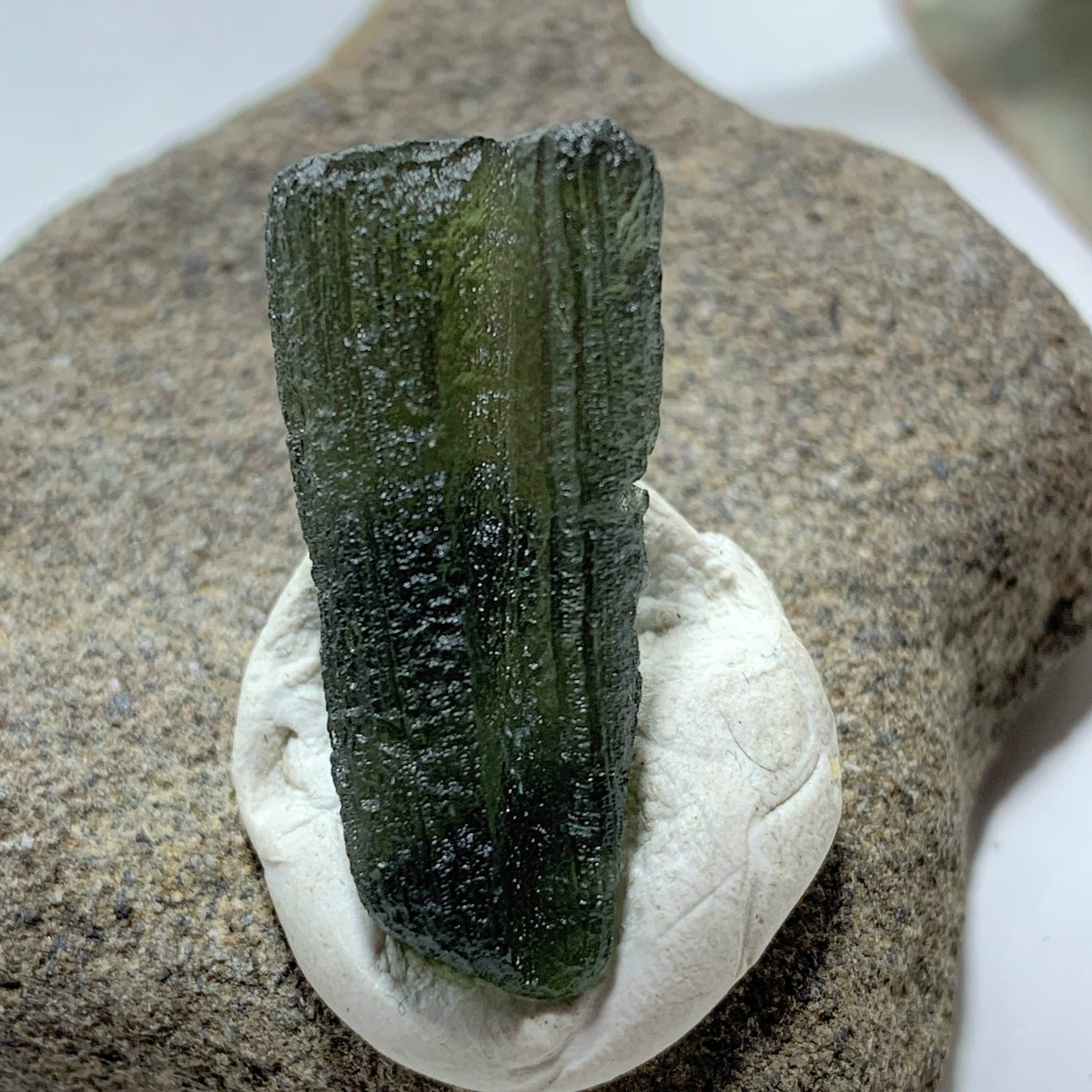 Genuine Raw Green Moldavite Specimen From Czech Republic #5 - Earth Family Crystals