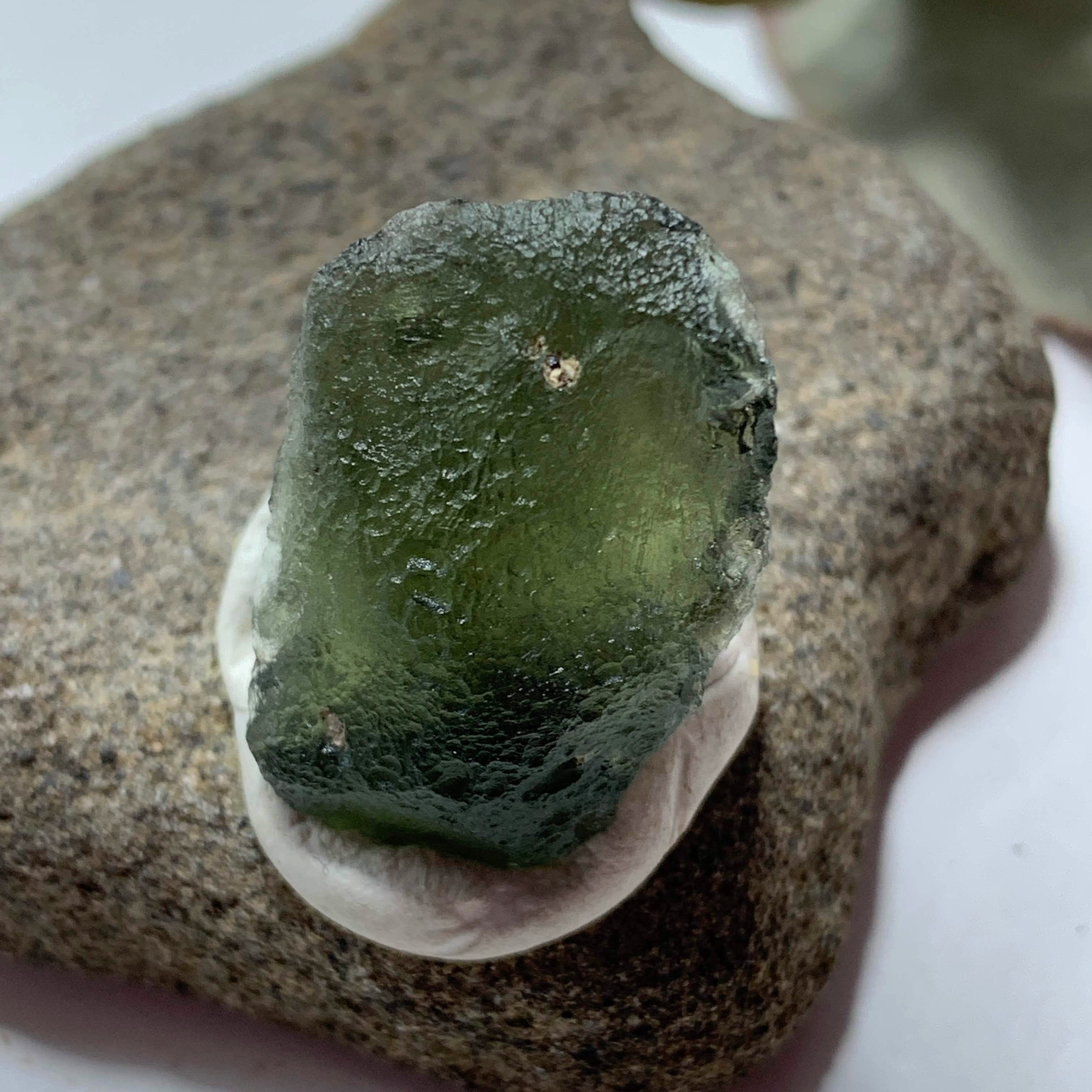 Genuine Raw Green Moldavite Specimen From Czech Republic #6 - Earth Family Crystals
