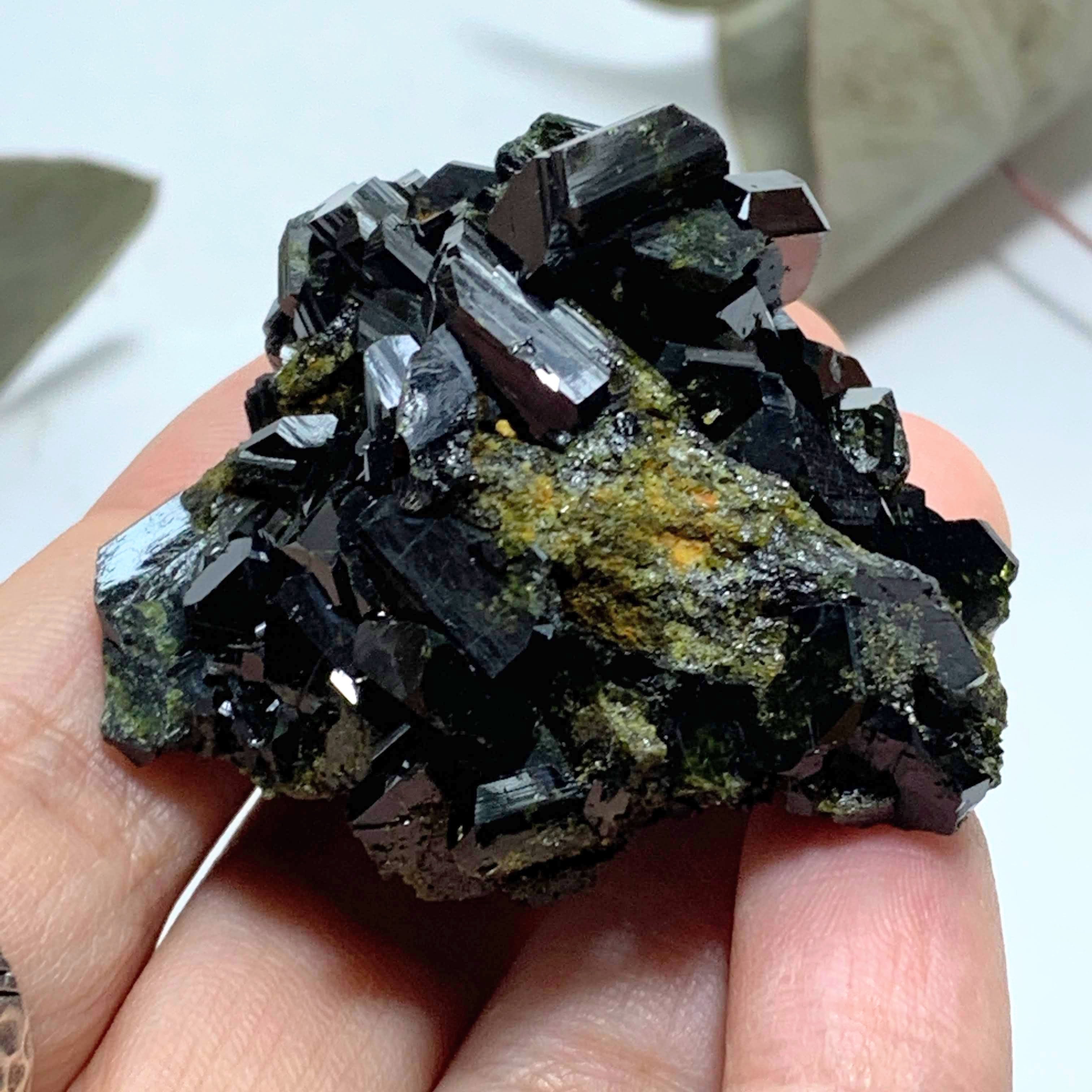 Fascinating Deep Forest Green Natural Epidote Cluster - Earth Family Crystals