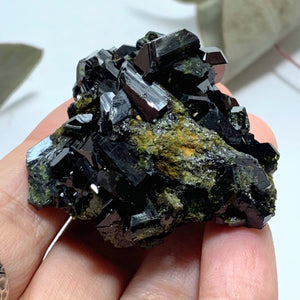 Fascinating Deep Forest Green Natural Epidote Cluster - Earth Family Crystals