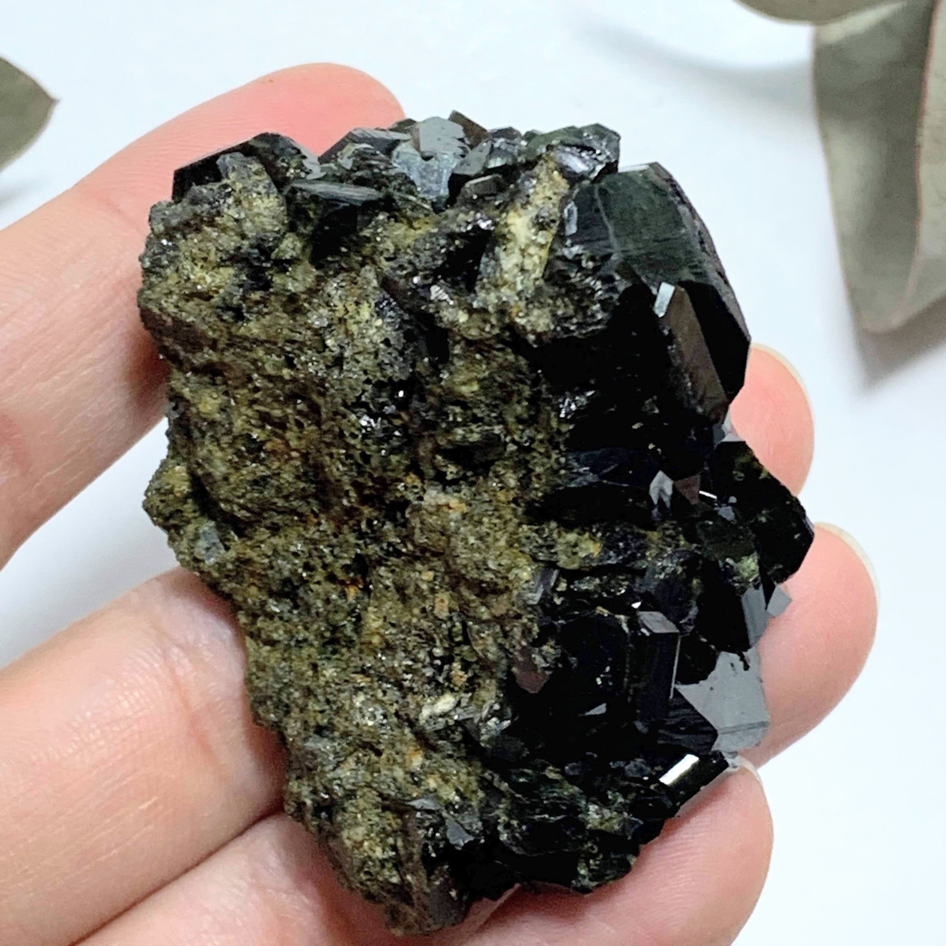 Fascinating Deep Forest Green Natural Epidote Cluster #1 - Earth Family Crystals