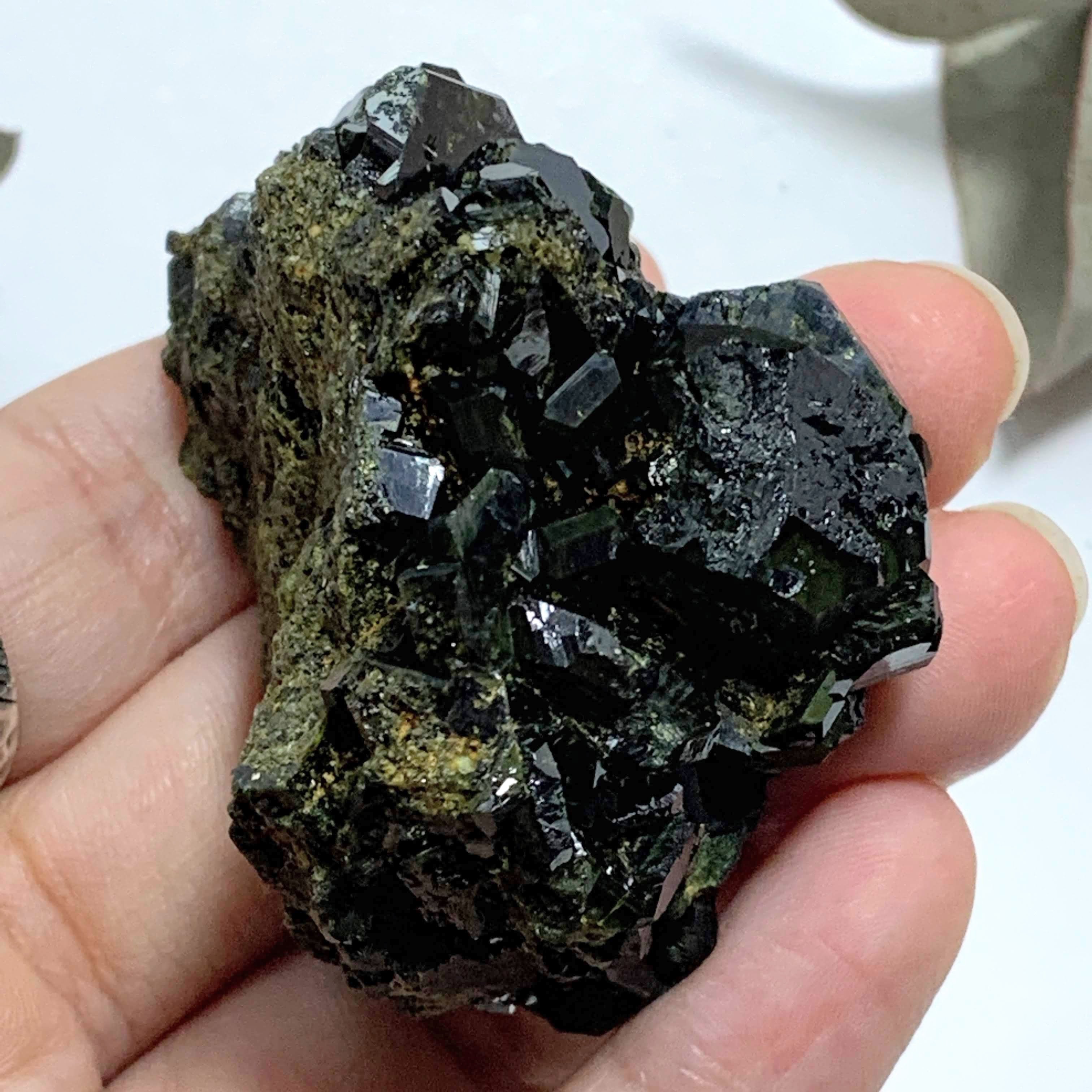 Fascinating Deep Forest Green Natural Epidote Cluster #1 - Earth Family Crystals