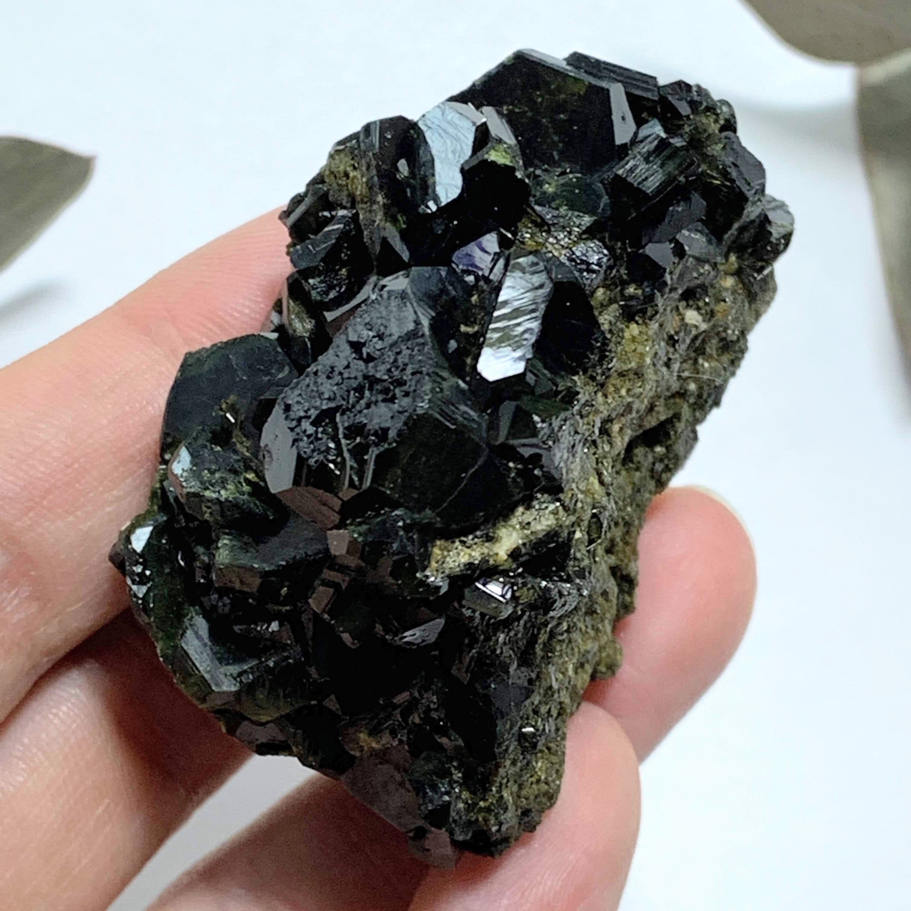 Fascinating Deep Forest Green Natural Epidote Cluster #1 - Earth Family Crystals