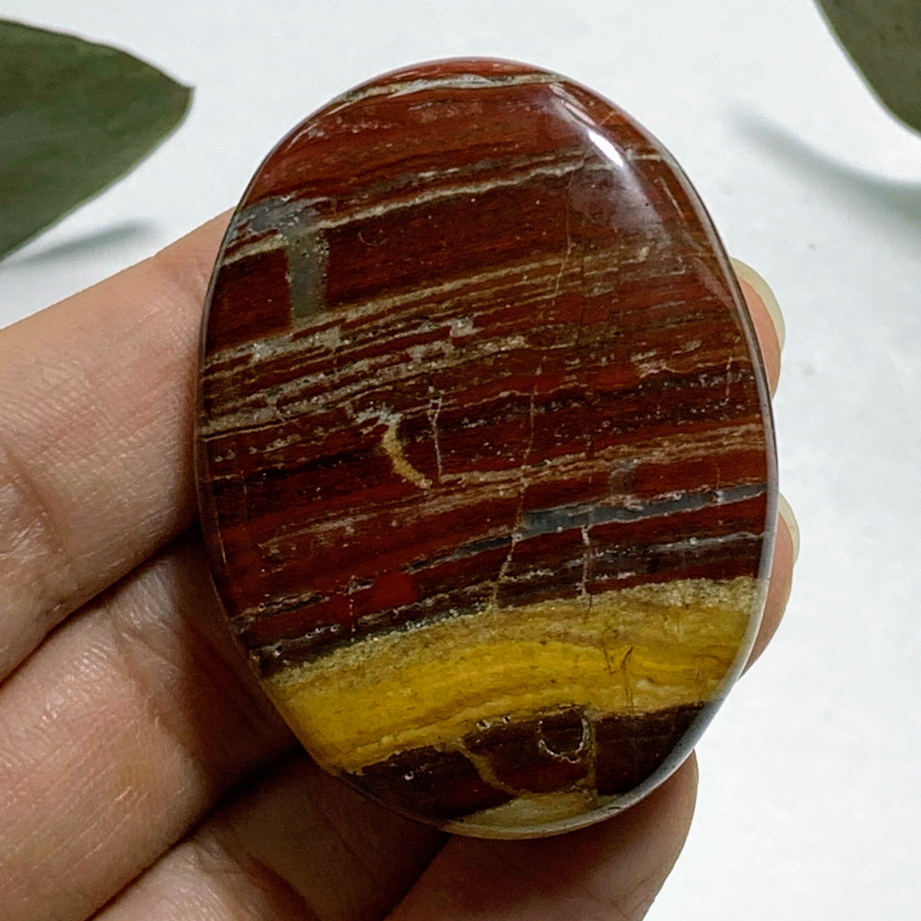 Stripped Zebra Red Jasper Smooth Worry/Pocket Stone From India #1