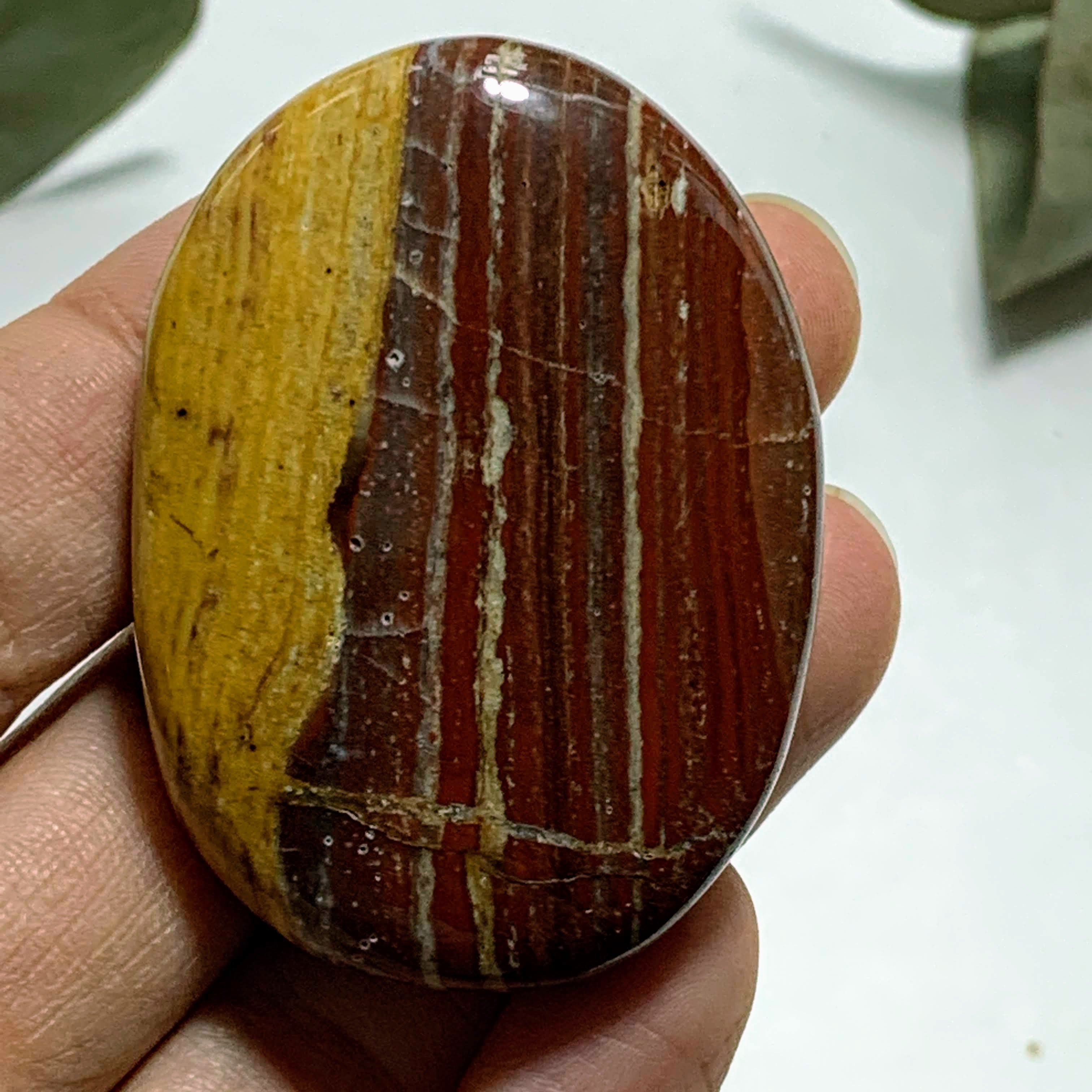 Stripped Zebra Red Jasper Smooth Worry/Pocket Stone From India #2