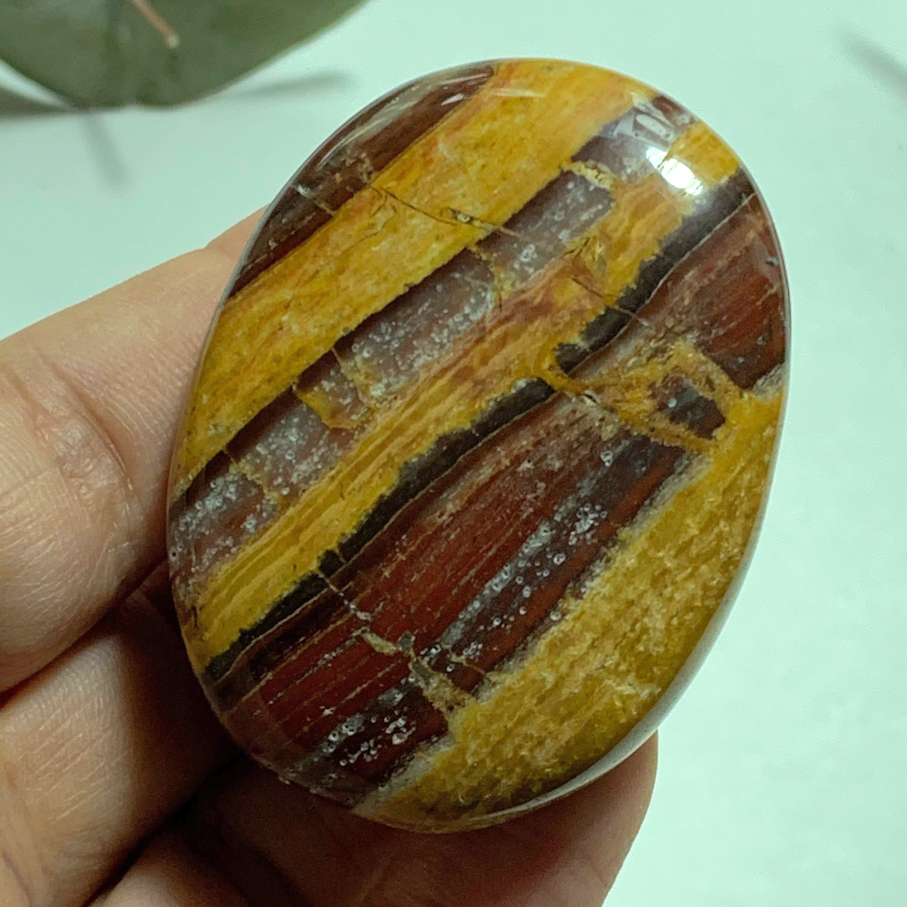 Stripped Zebra Red Jasper Smooth Worry/Pocket Stone From India #3