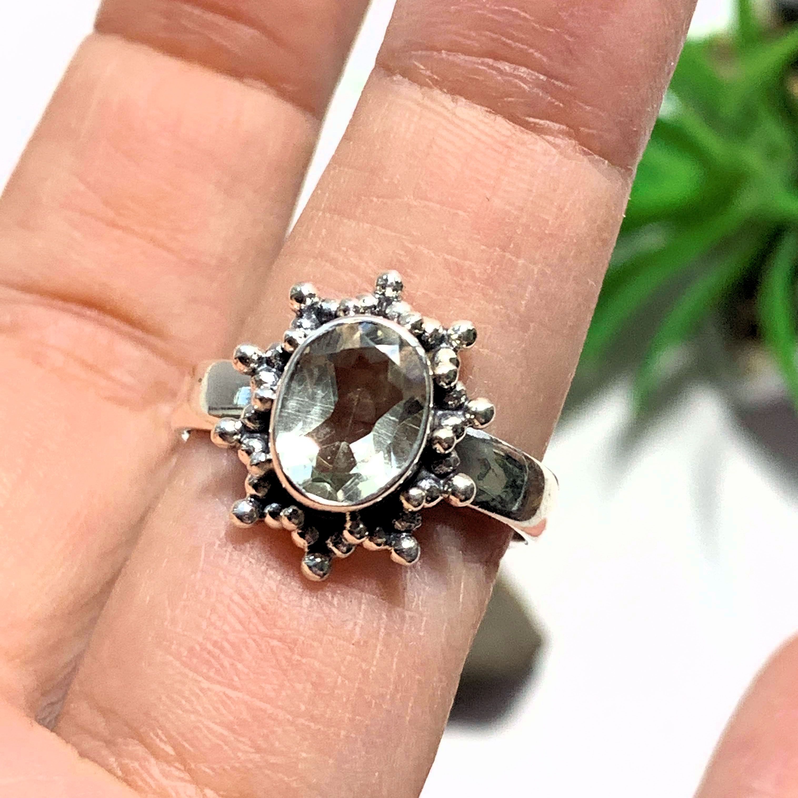 Faceted Clear Quartz Sterling Silver Ring (Size 9)