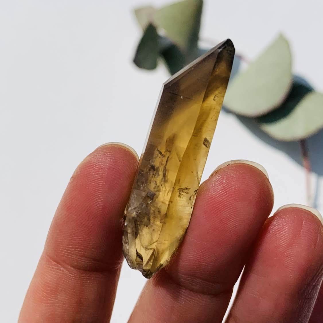 Reserved for Gina D. Natural Smoky Phantom Citrine Point From Zamibia - Earth Family Crystals