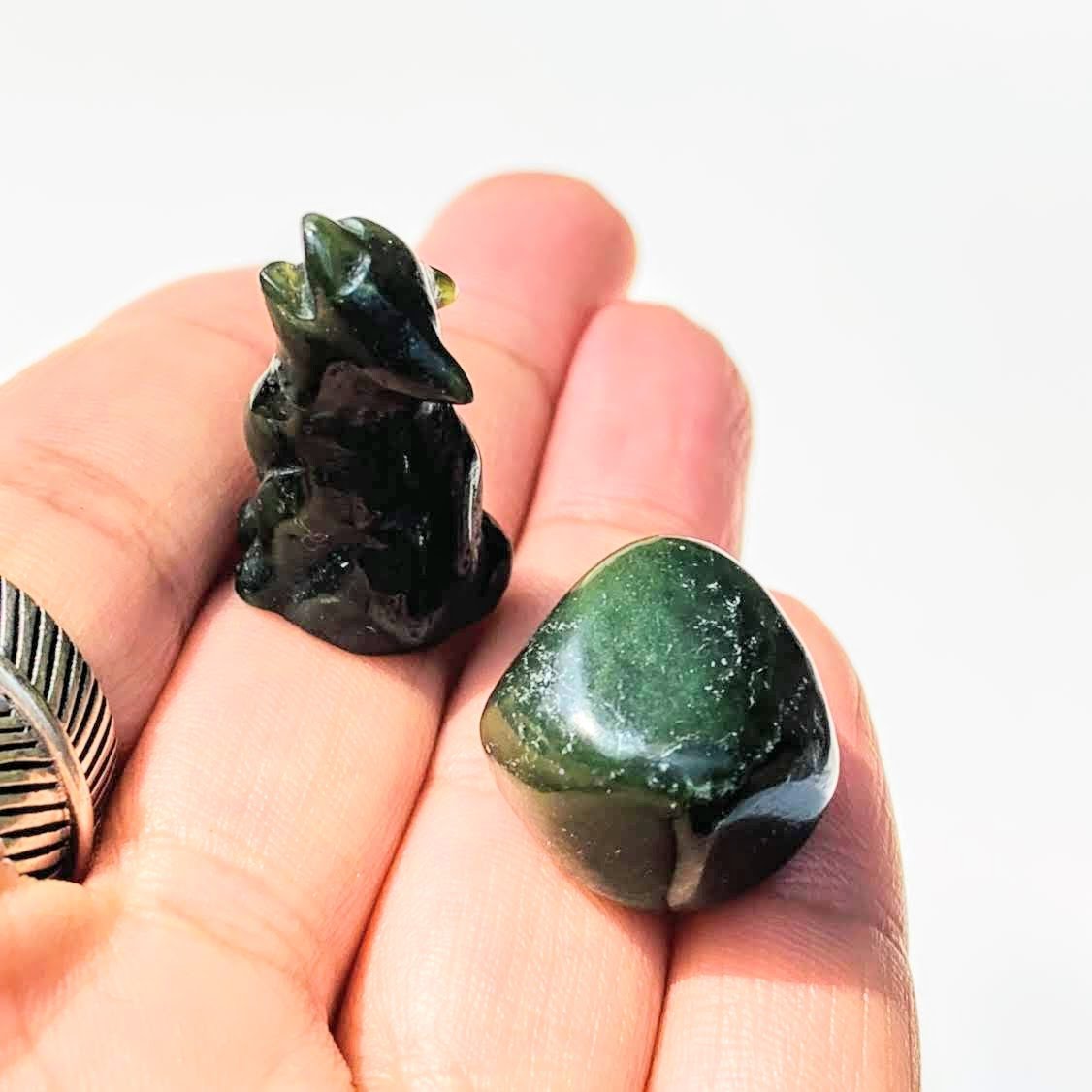 Set of Green BC Jade Mini Coyote & Tumbled Stone