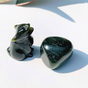 Set of Green BC Jade Mini Coyote & Tumbled Stone