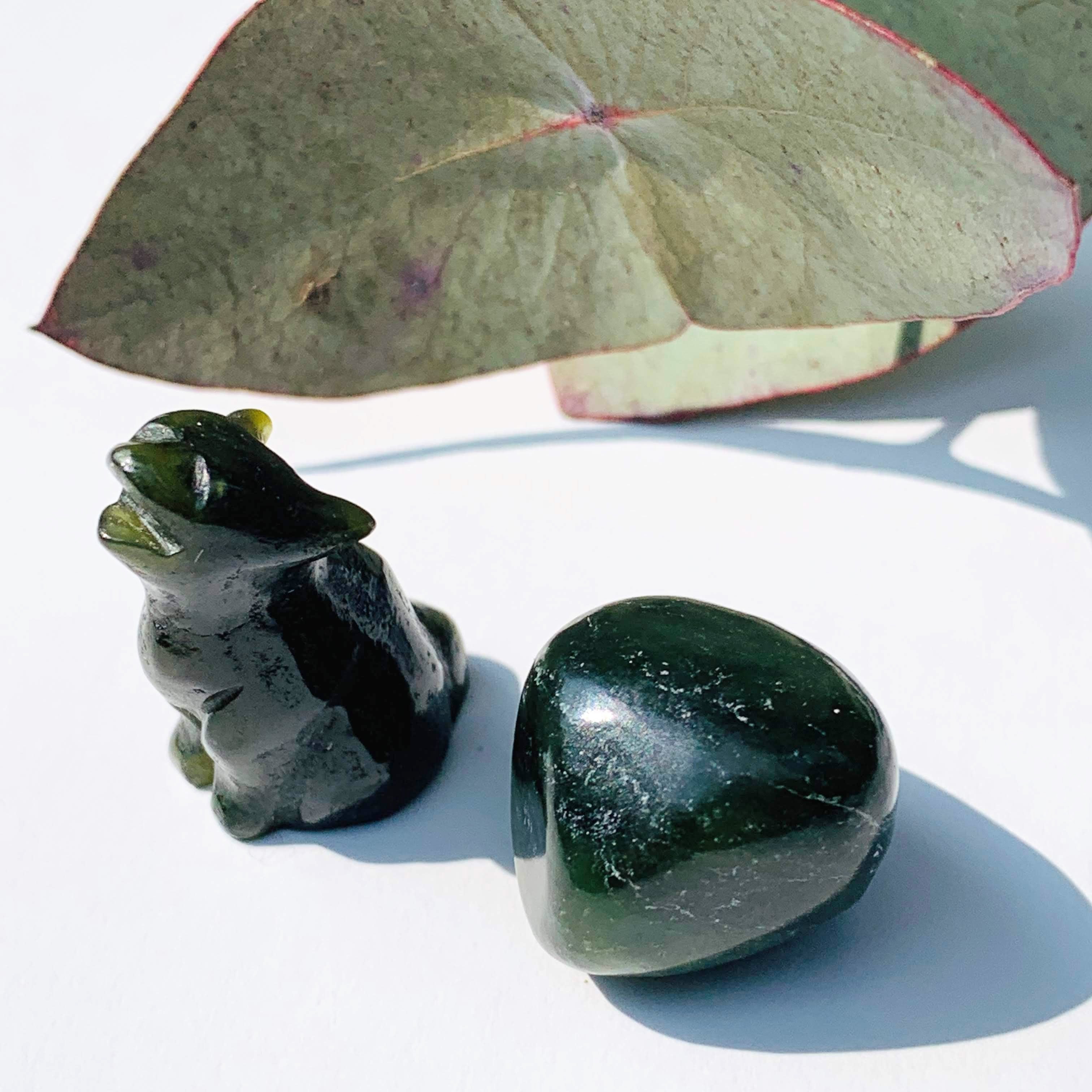 Set of Green BC Jade Mini Coyote & Tumbled Stone