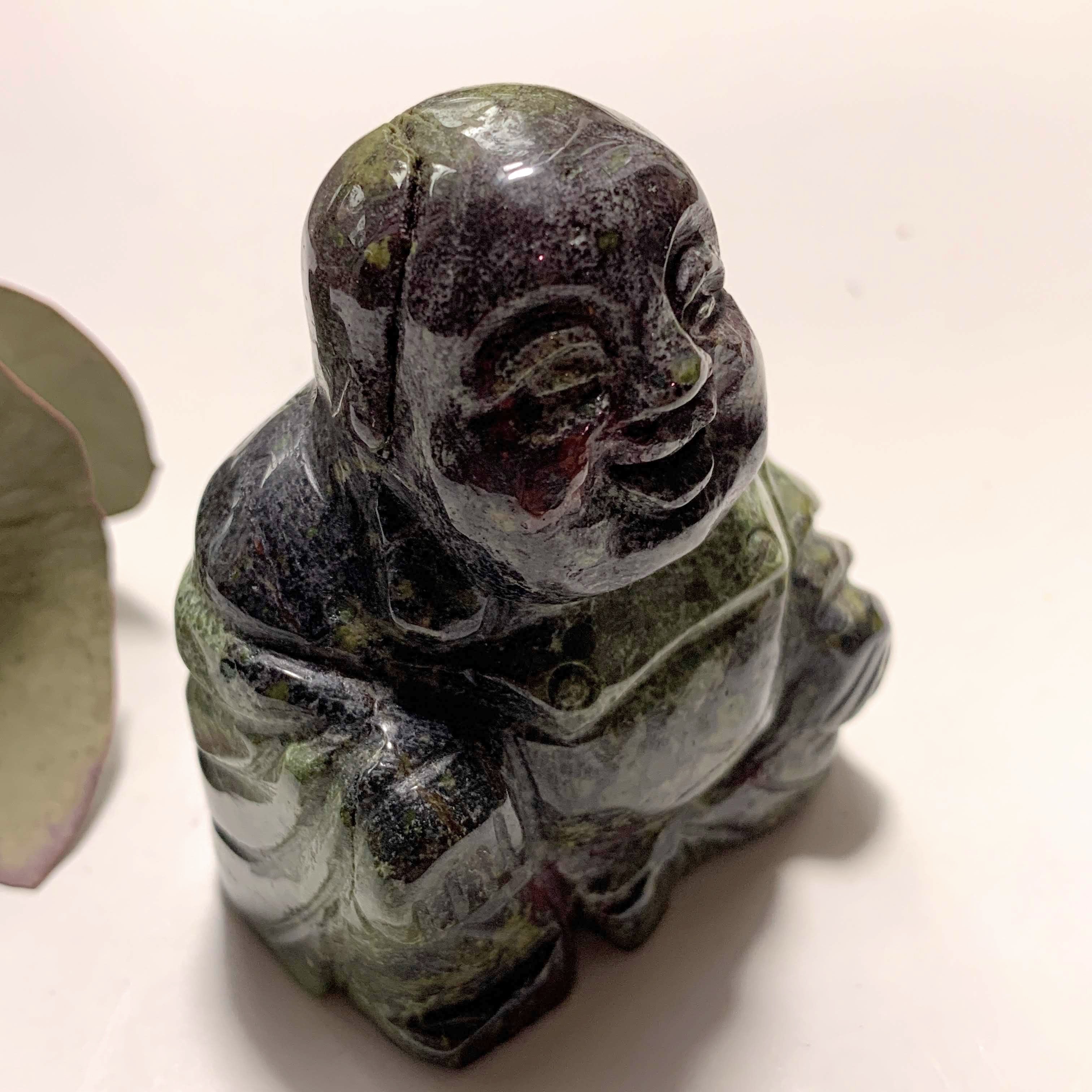 Buddha Carving in Dragons Blood Jasper Standing Large Display Carving - Earth Family Crystals