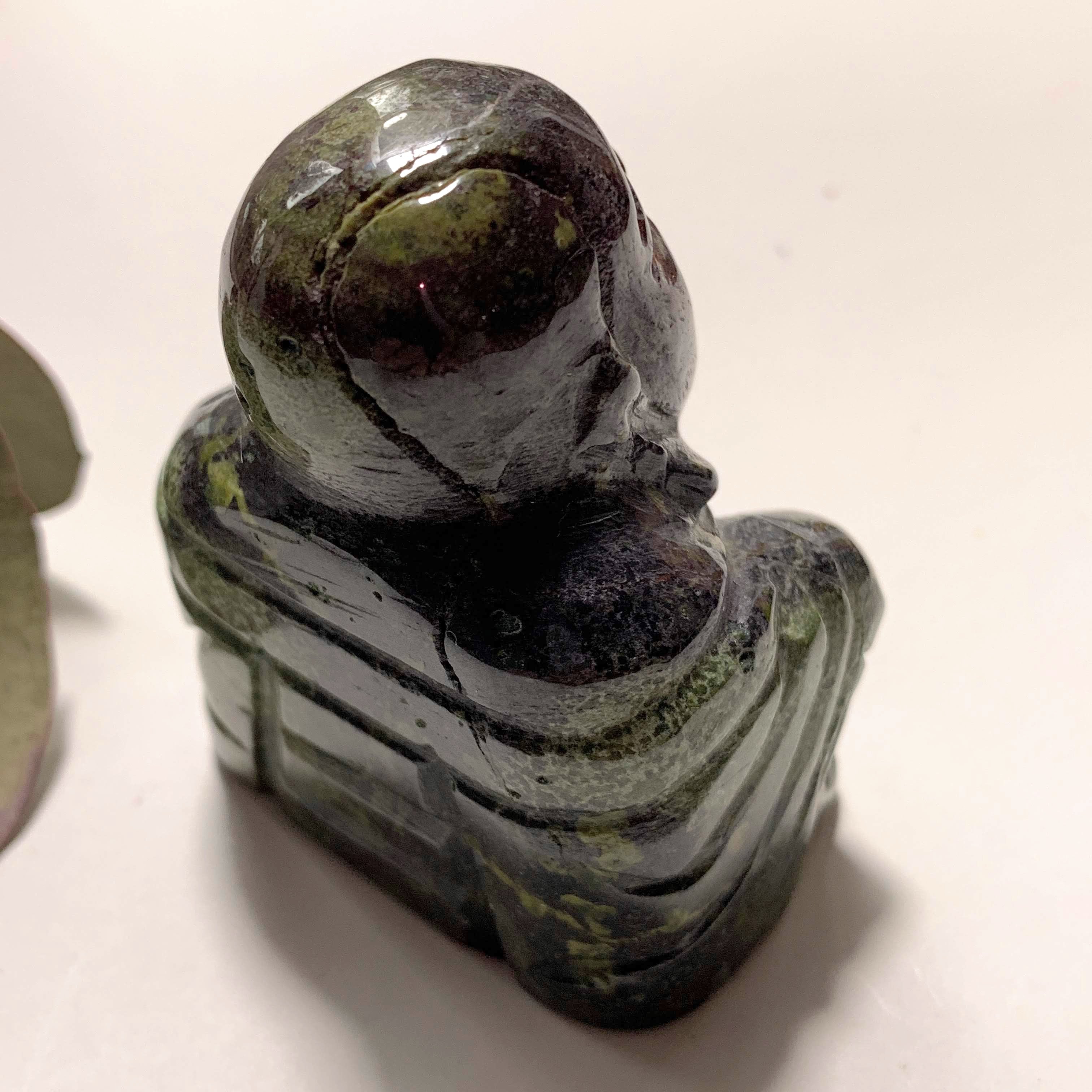 Buddha Carving in Dragons Blood Jasper Standing Large Display Carving - Earth Family Crystals