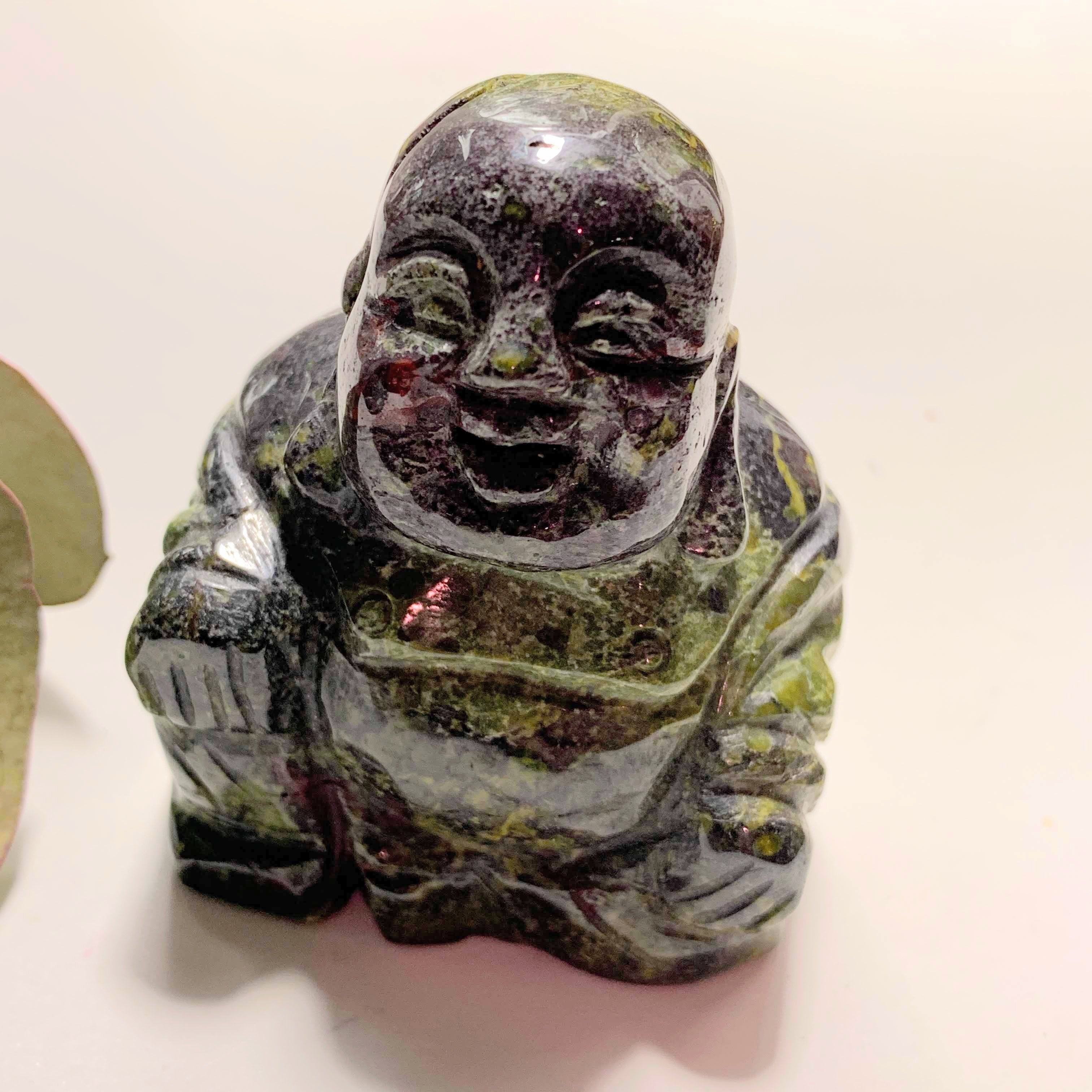 Buddha Carving in Dragons Blood Jasper Standing Large Display Carving - Earth Family Crystals