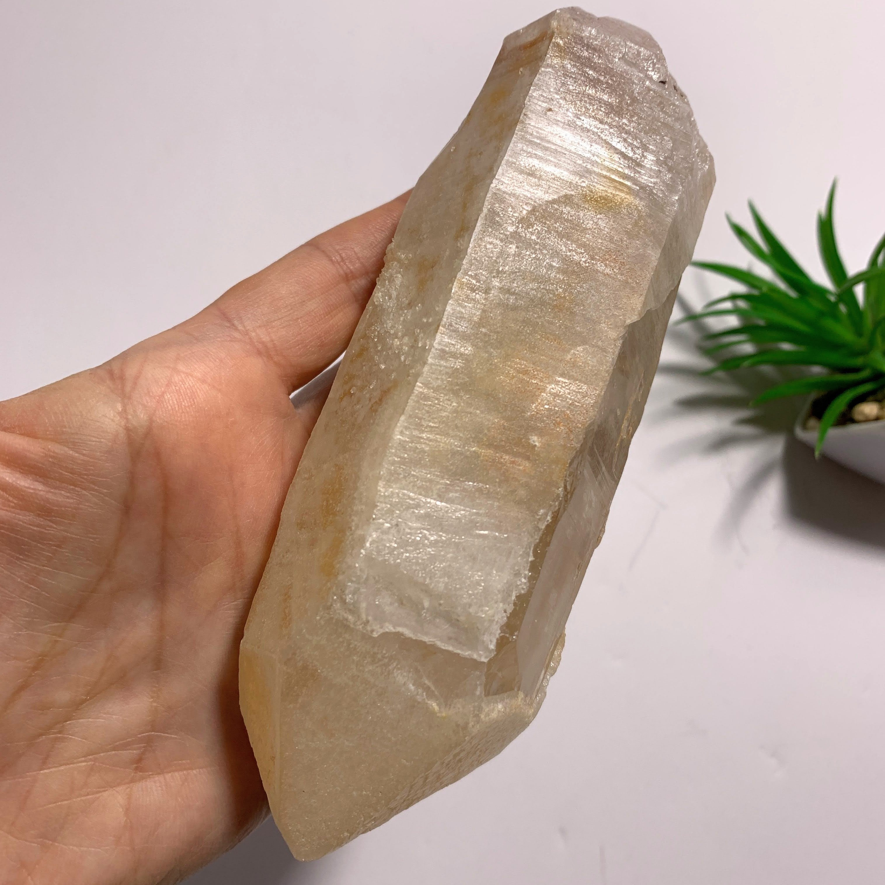 One of a Kind~Double Terminated Tangerine Lemurian Quartz Large Point Encrusted in Druzy From Brazil