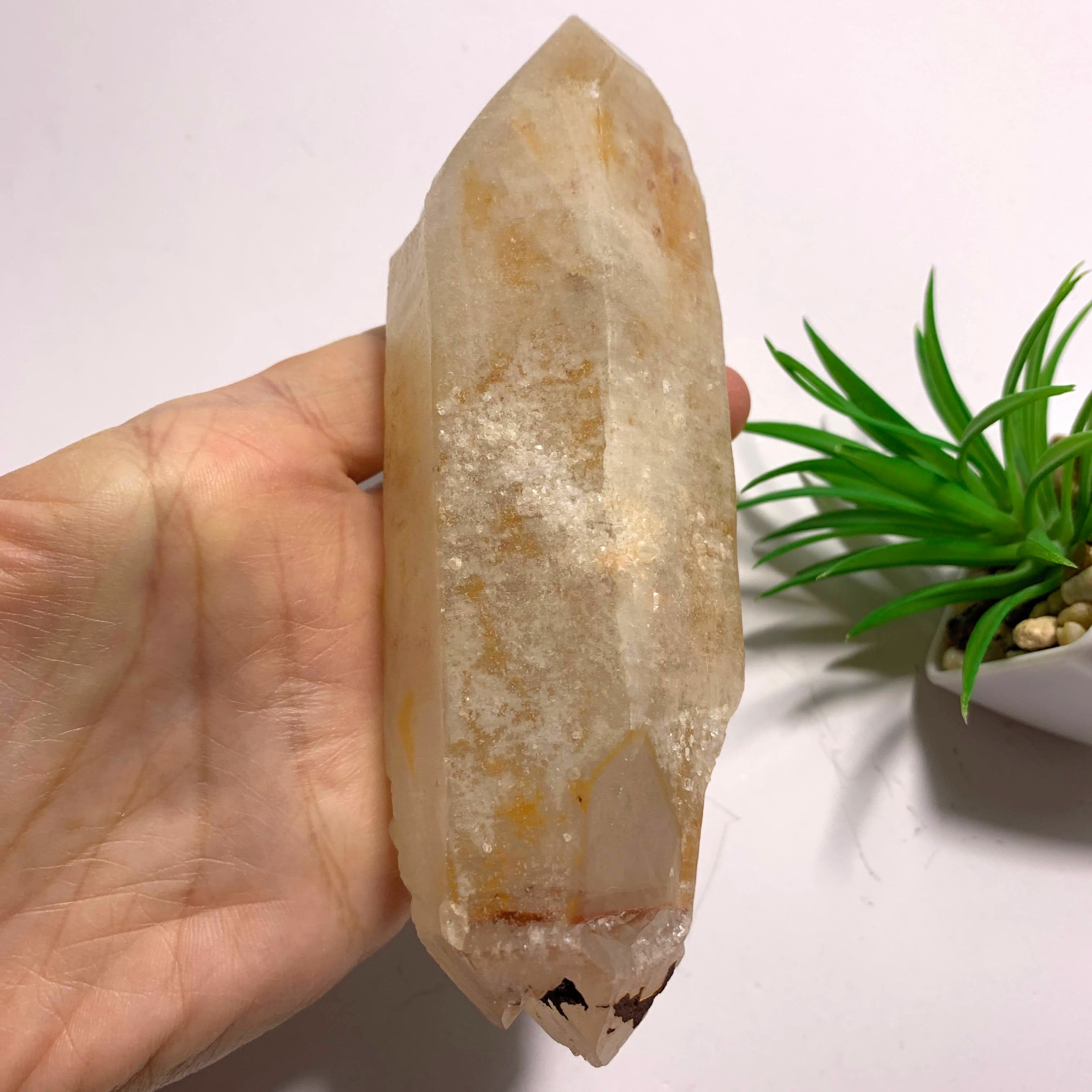 One of a Kind~Double Terminated Tangerine Lemurian Quartz Large Point Encrusted in Druzy From Brazil