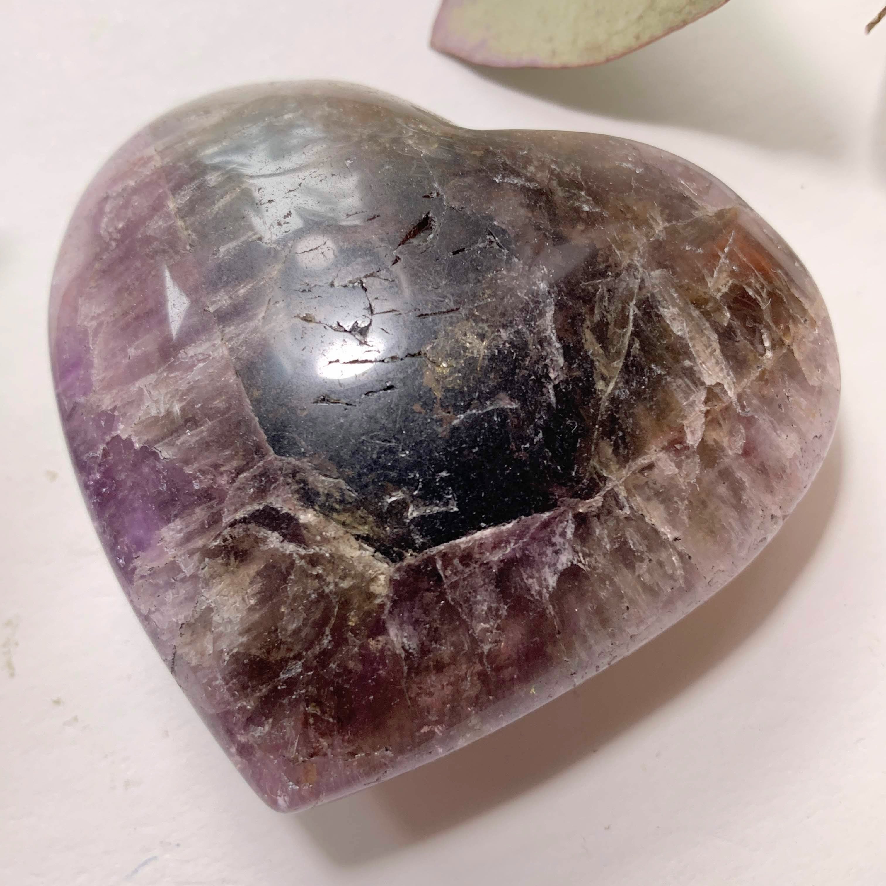 Deep Purple Saturation Super 7 Love Heart Carving From Brazil #6 - Earth Family Crystals