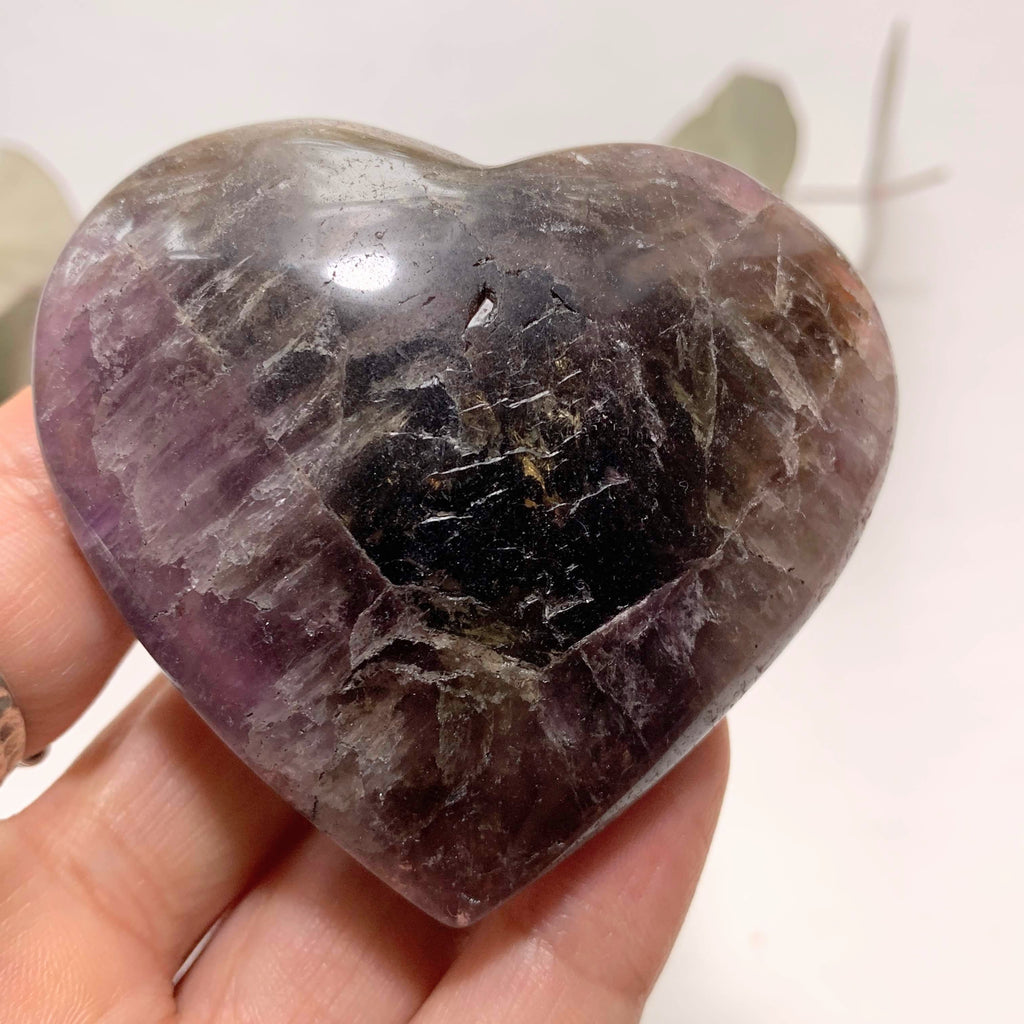 Deep Purple Saturation Super 7 Love Heart Carving From Brazil #6 - Earth Family Crystals