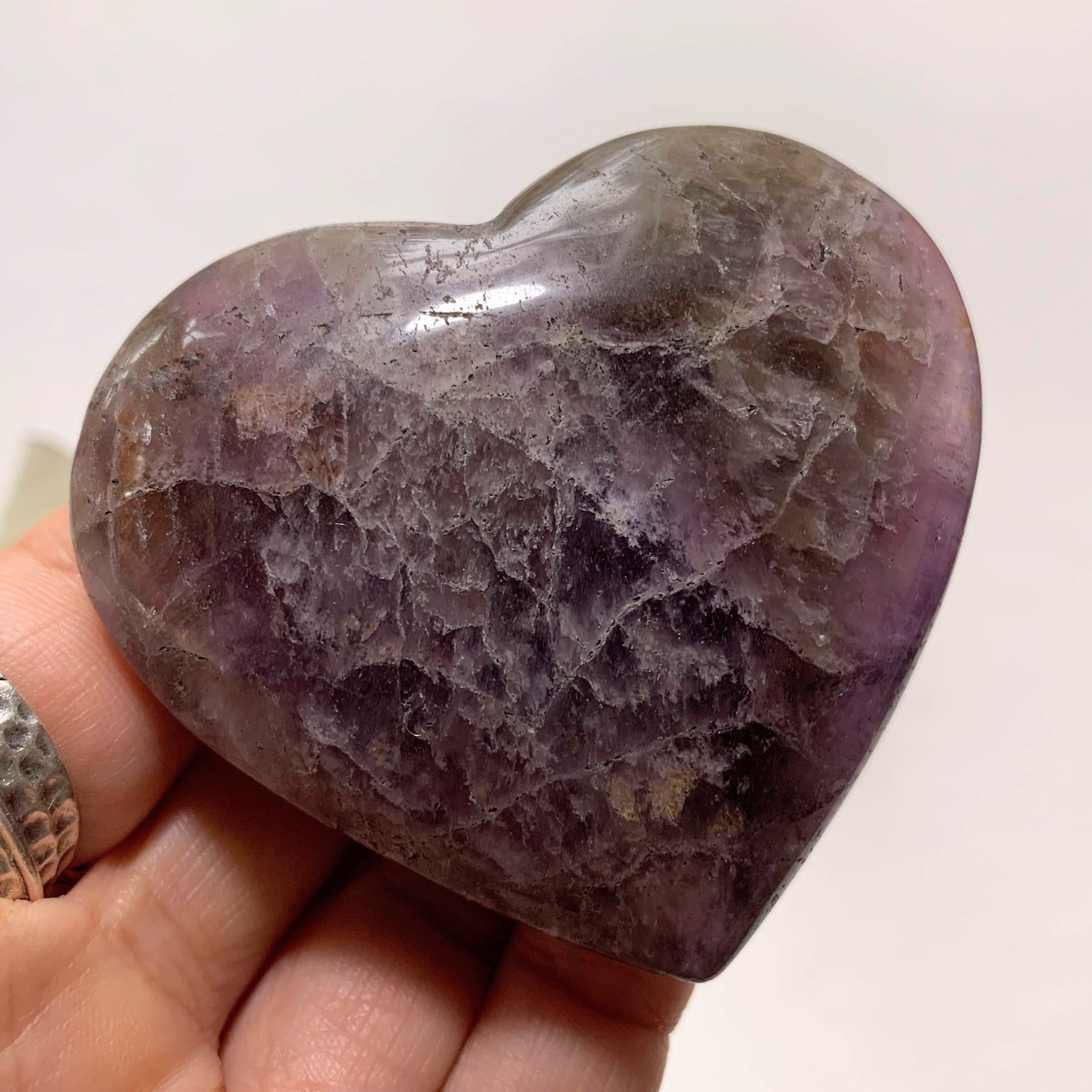 Deep Purple Saturation Super 7 Love Heart Carving From Brazil #6 - Earth Family Crystals