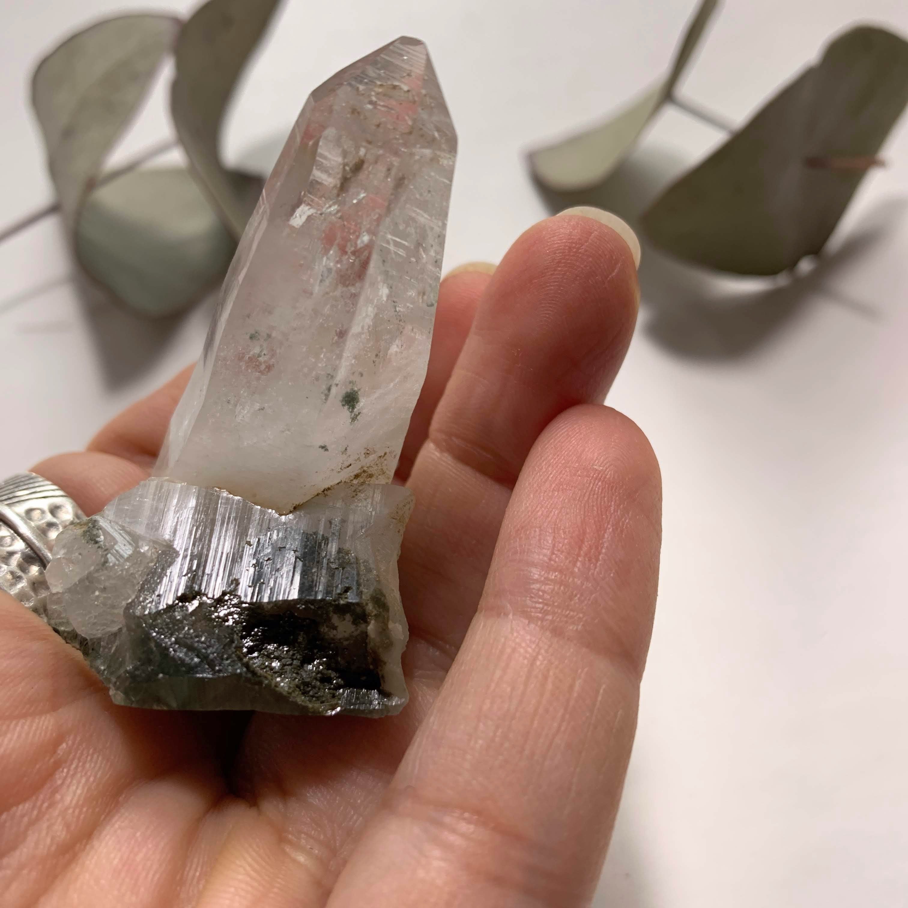 Rare Locality! Nepal Clear Quartz & Chlorite Included Standing Specimen From The Himalaya Mountains - Earth Family Crystals