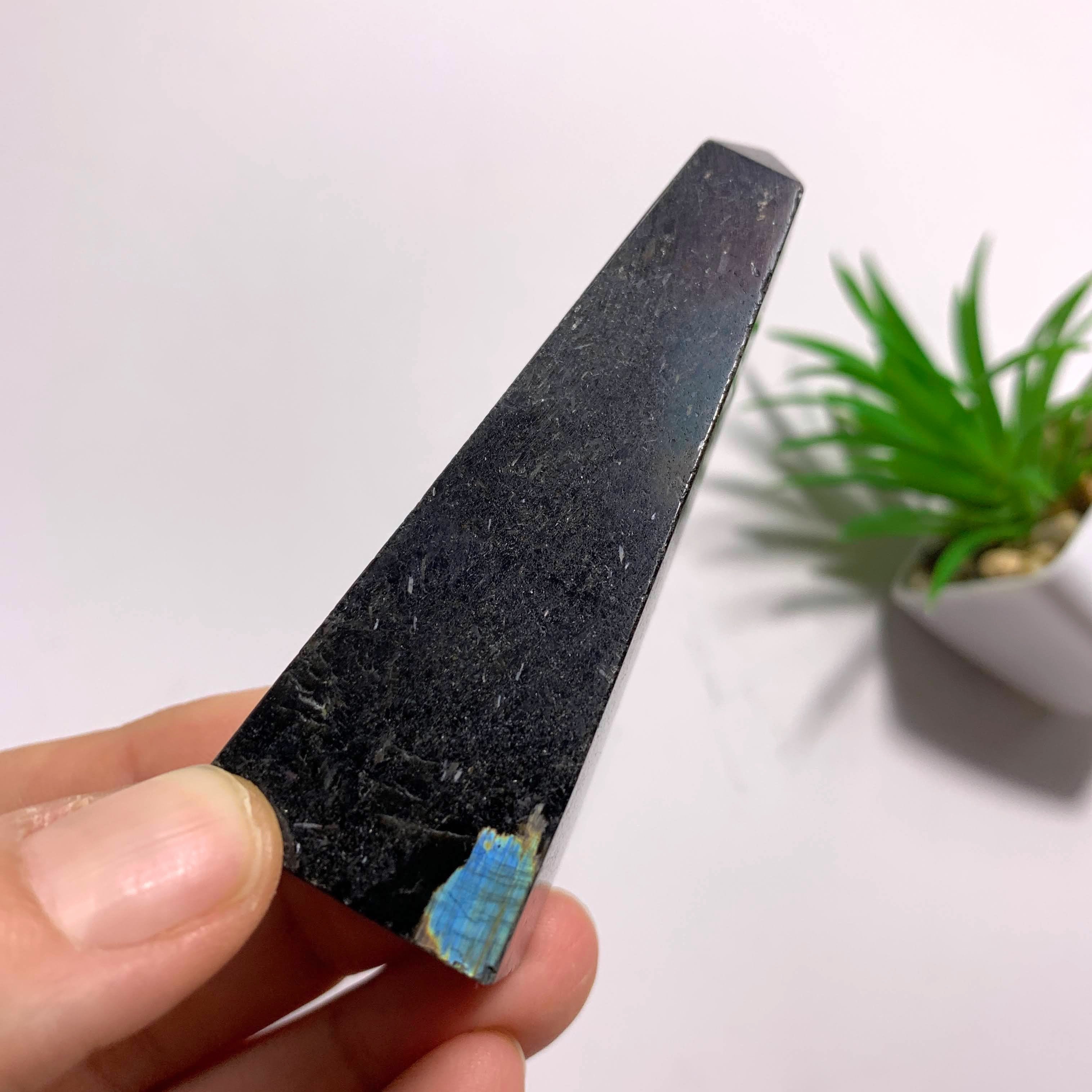 PRIVATE LISTING For Hestelle. B~Mystery Flashes Genuine Greenland Nuummite Obelisk Standing Specimen