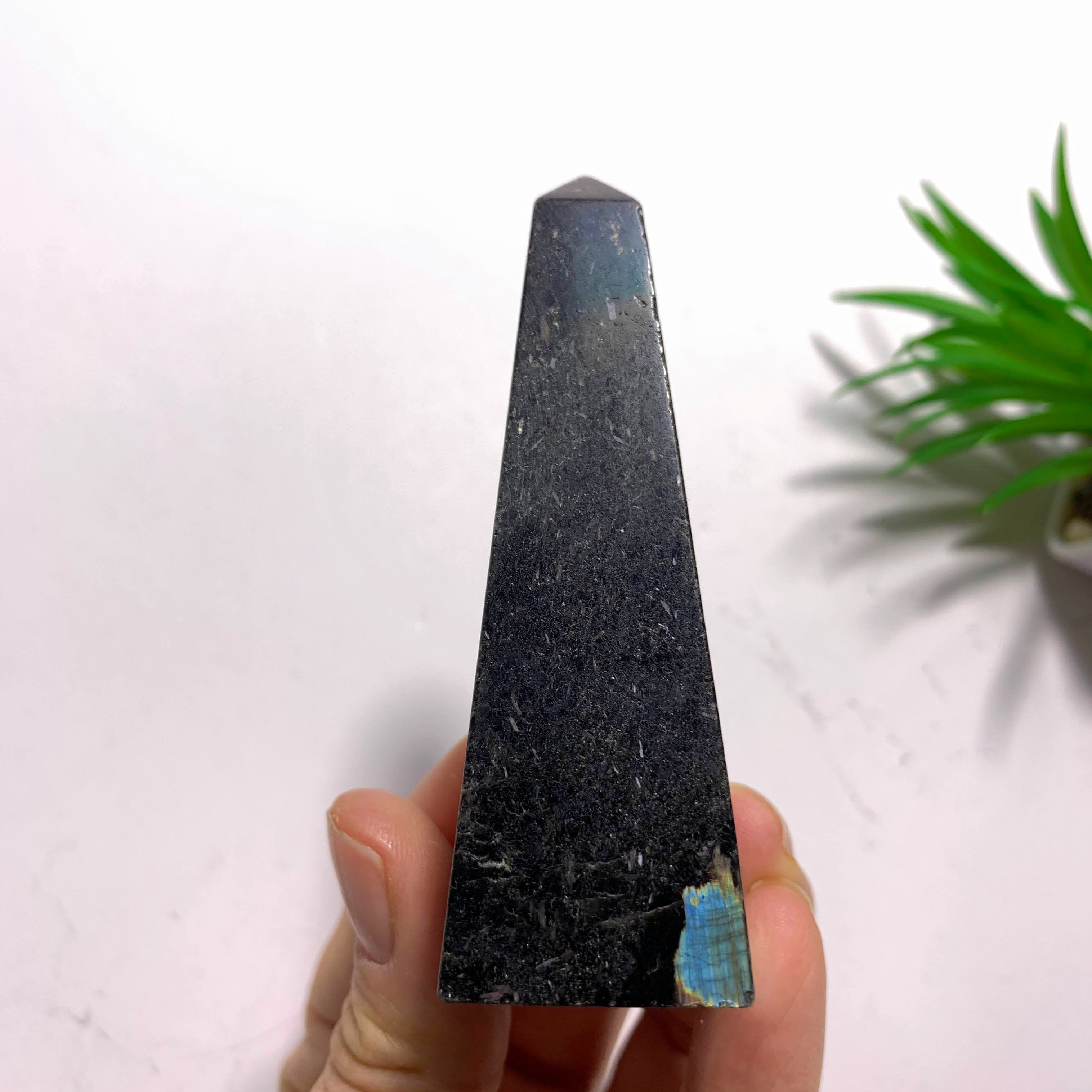 PRIVATE LISTING For Hestelle. B~Mystery Flashes Genuine Greenland Nuummite Obelisk Standing Specimen