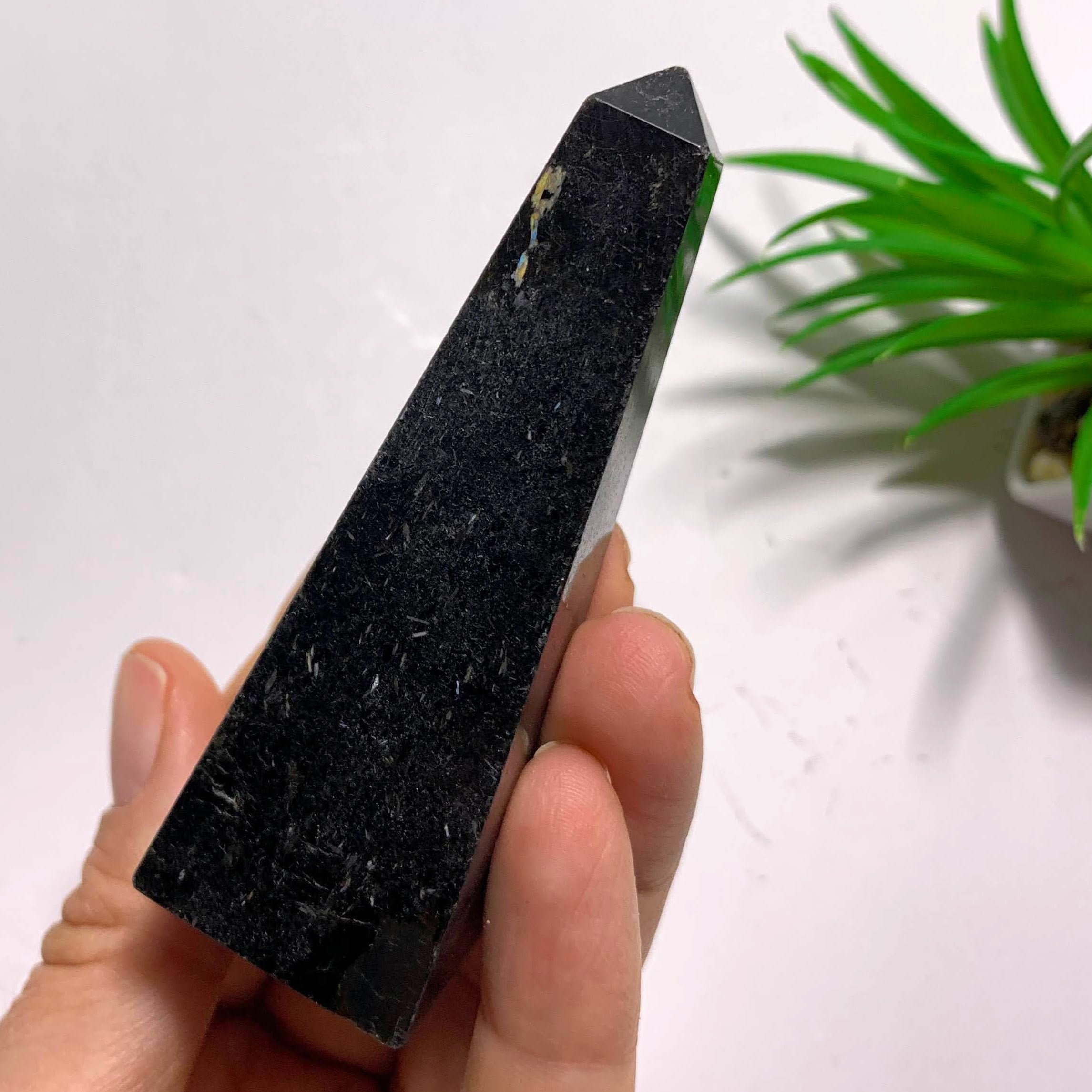 PRIVATE LISTING For Hestelle. B~Mystery Flashes Genuine Greenland Nuummite Obelisk Standing Specimen