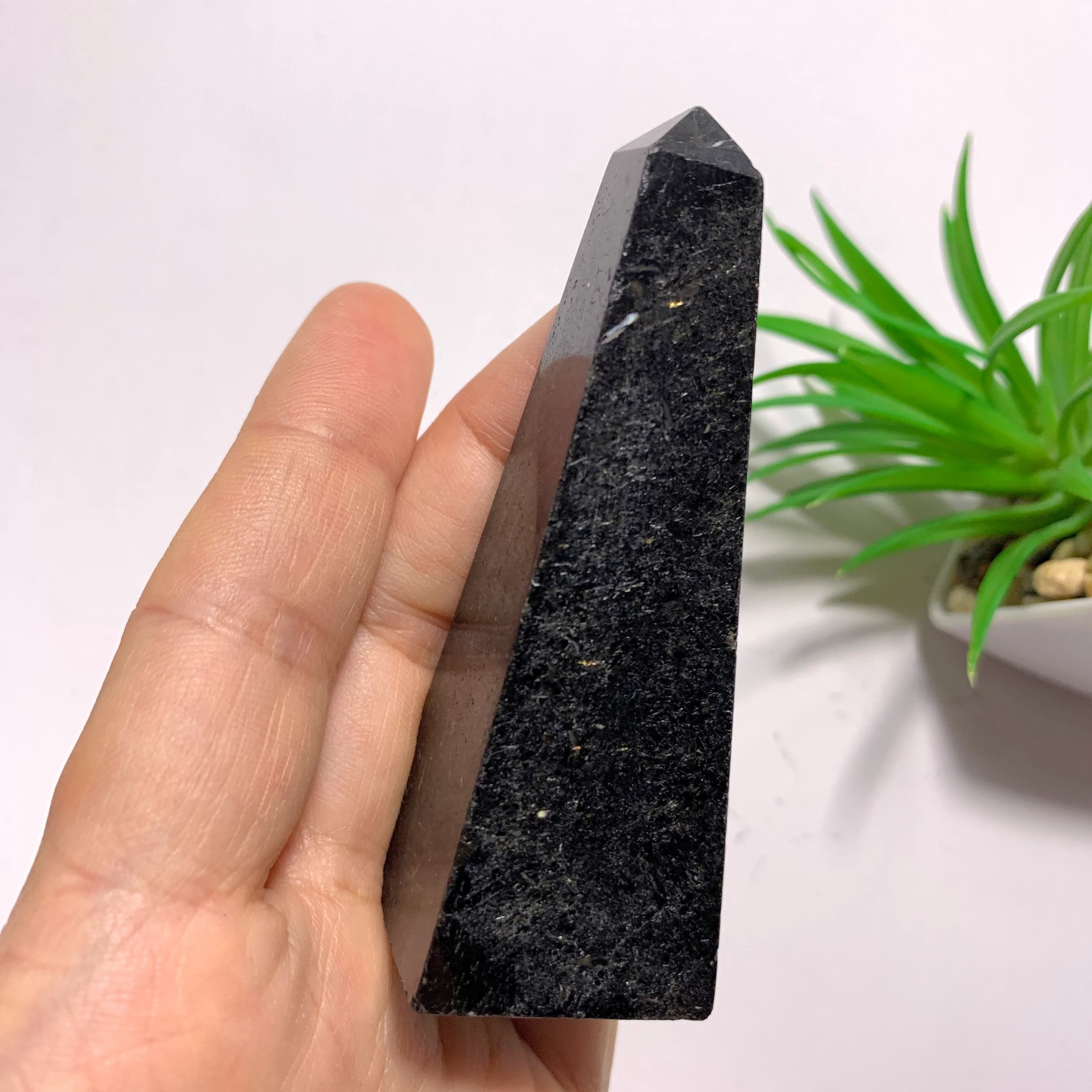 PRIVATE LISTING For Hestelle. B~Mystery Flashes Genuine Greenland Nuummite Obelisk Standing Specimen