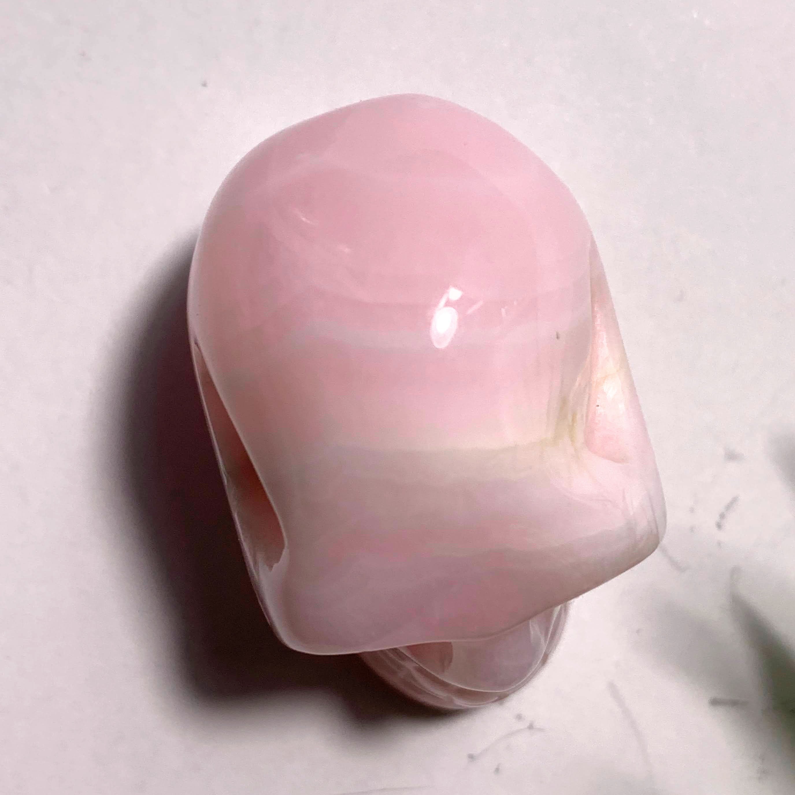 Creamy Pink Mangano Calcite Skull Carving~Locality Peru