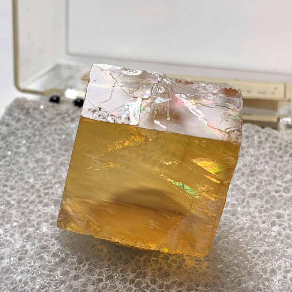 Old Collection~Natural Golden Calcite Specimen in Collectors Box From Chihuahua, Mexico - Earth Family Crystals