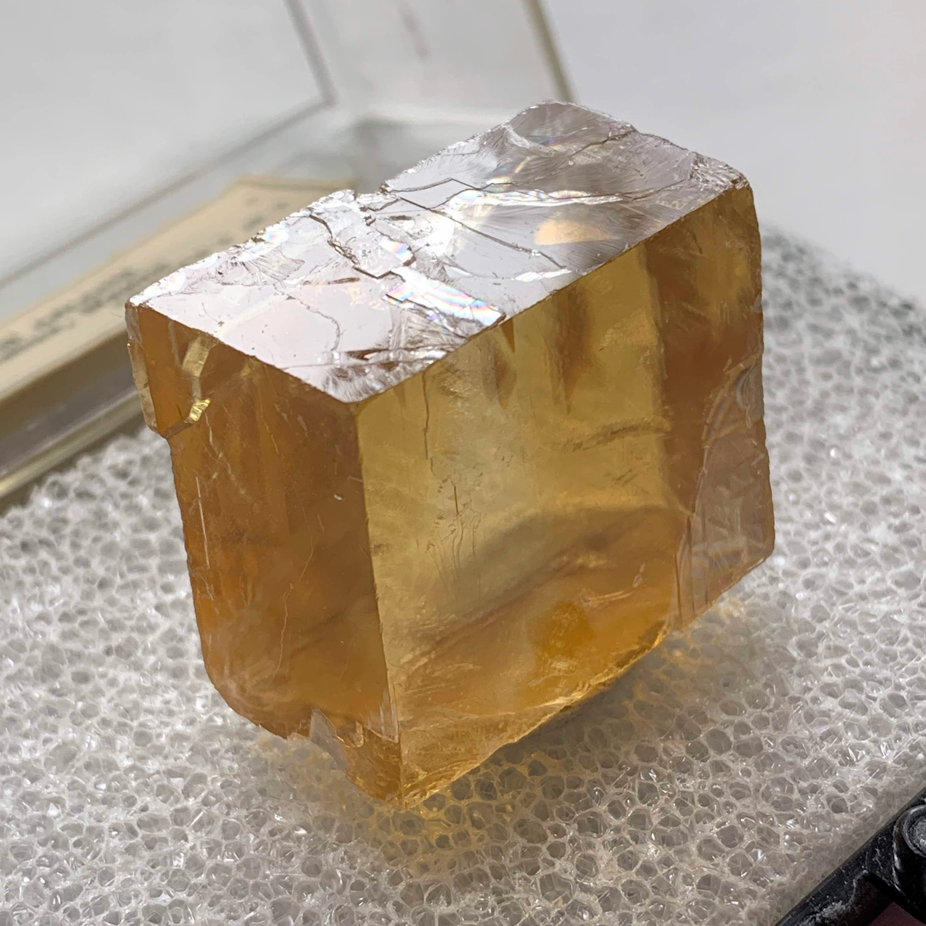 Old Collection~Natural Golden Calcite Specimen in Collectors Box From Chihuahua, Mexico - Earth Family Crystals