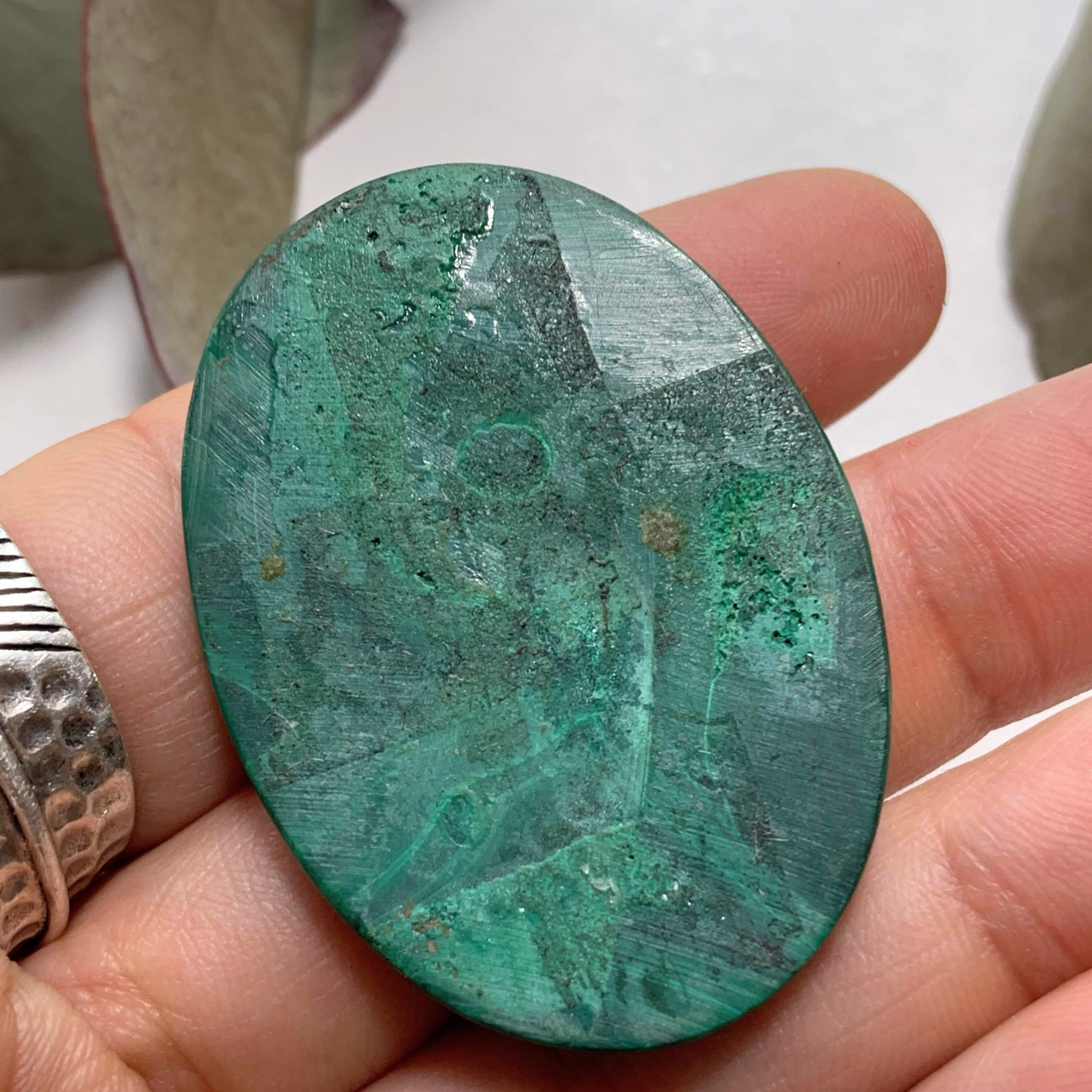 Deep Green Swirls Malachite Cabochon~ Ideal for Crafting #1 - Earth Family Crystals