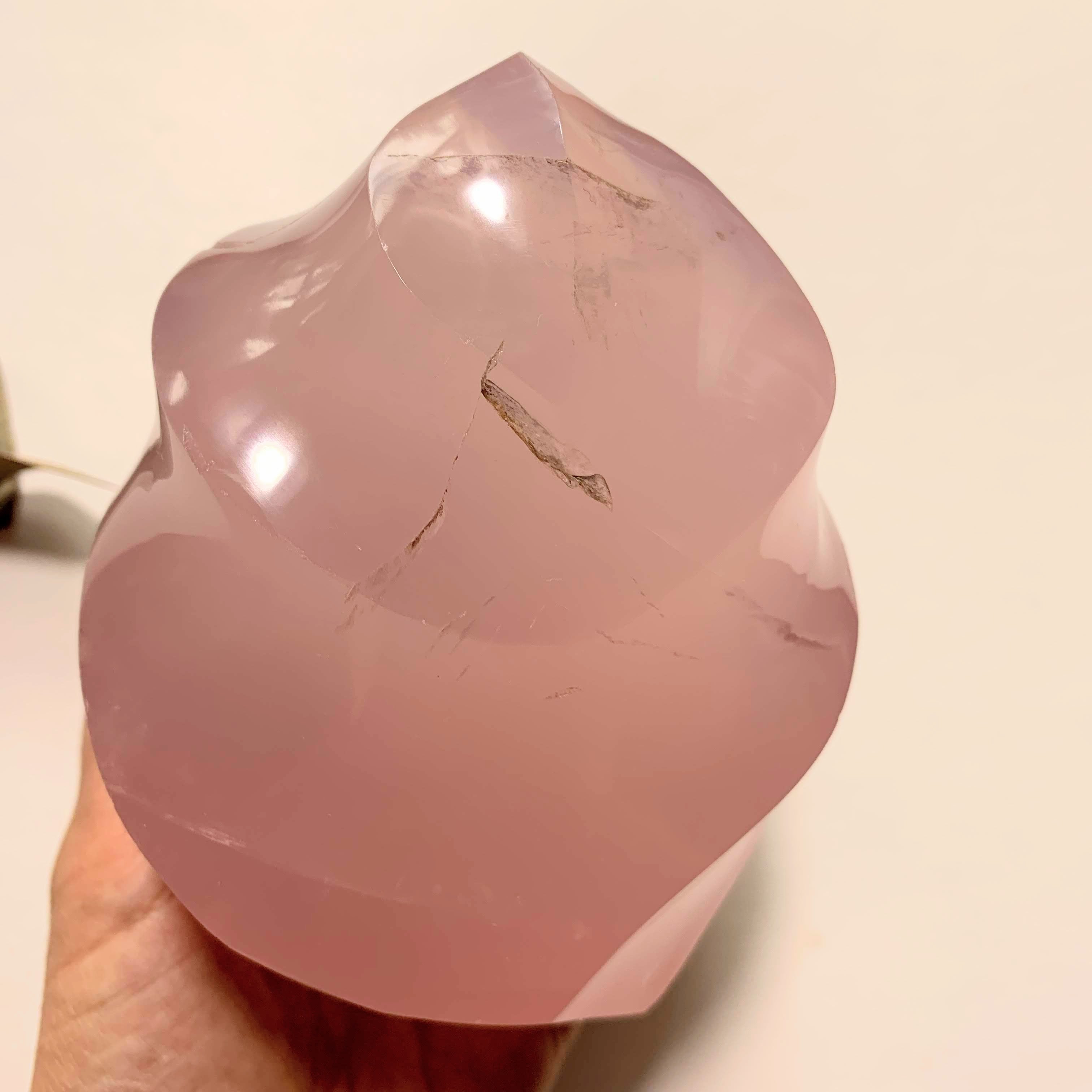 Delightful  XL Rose Quartz Flame Standing Display Specimen *REDUCED - Earth Family Crystals