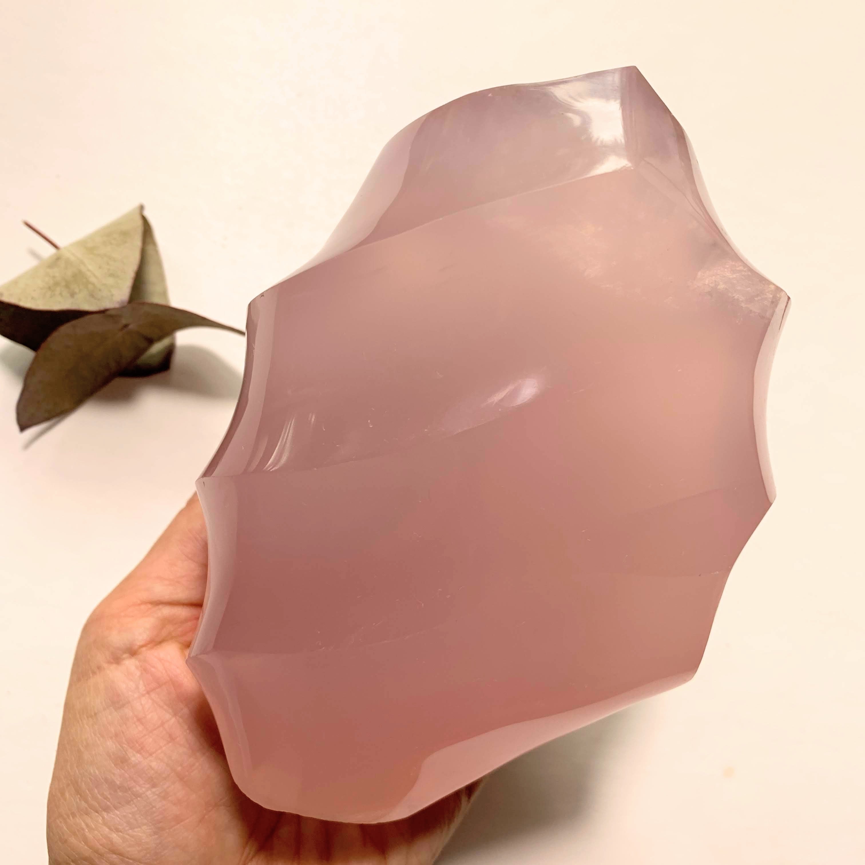 Delightful  XL Rose Quartz Flame Standing Display Specimen *REDUCED - Earth Family Crystals