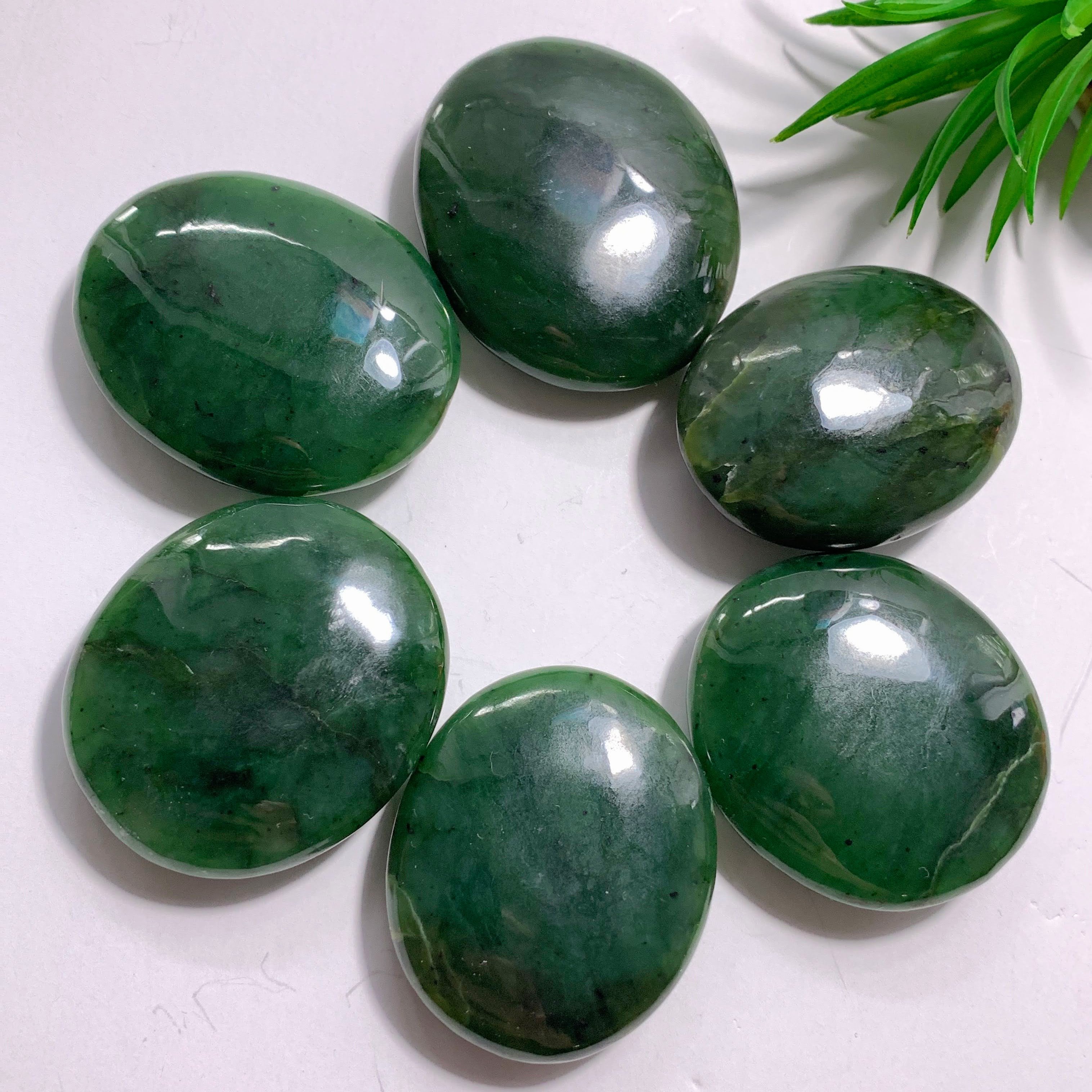 One Dark Forest Green Jade Handheld Palm Stone~Locality BC, Canada