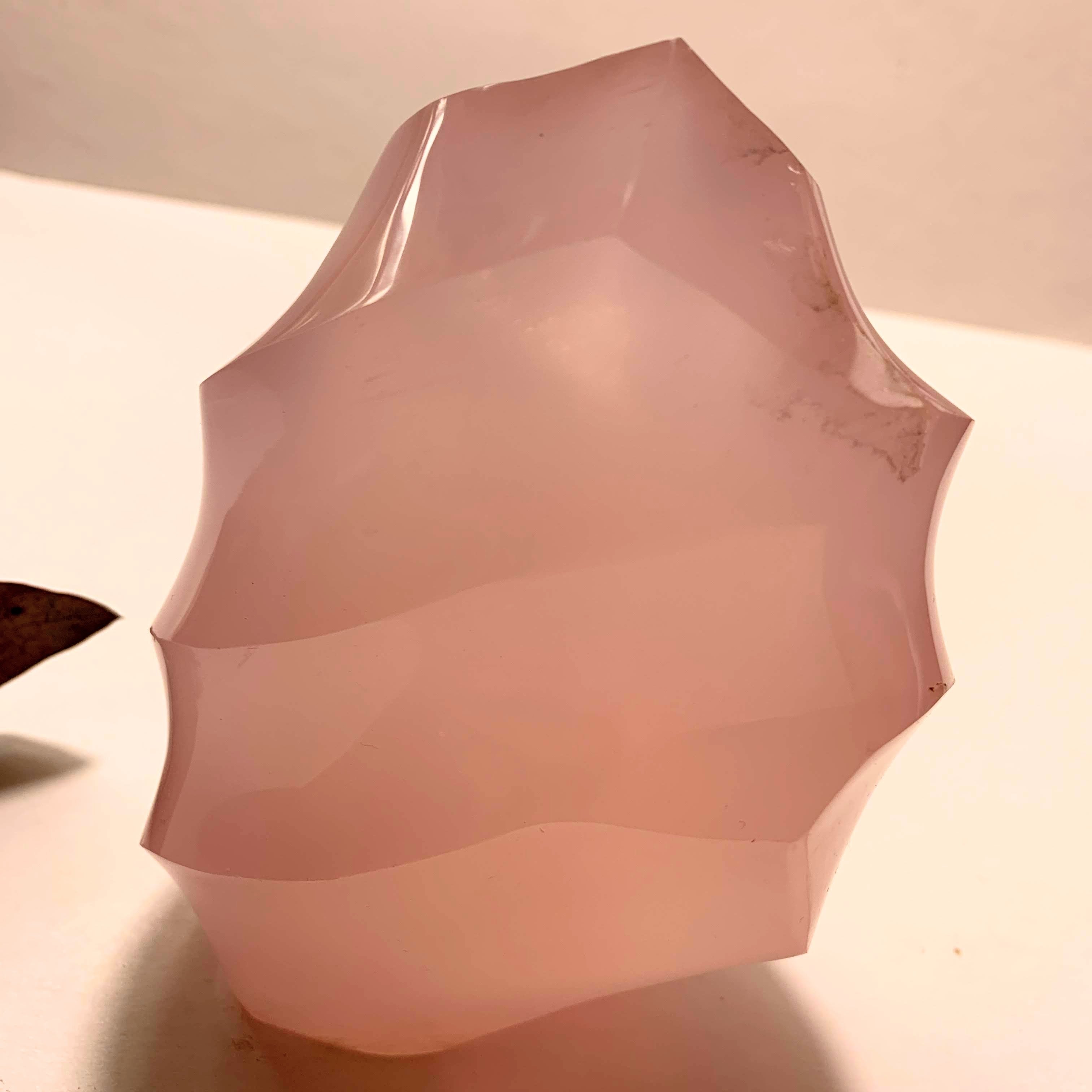 Delightful  XL Rose Quartz Flame Standing Display Specimen *REDUCED - Earth Family Crystals