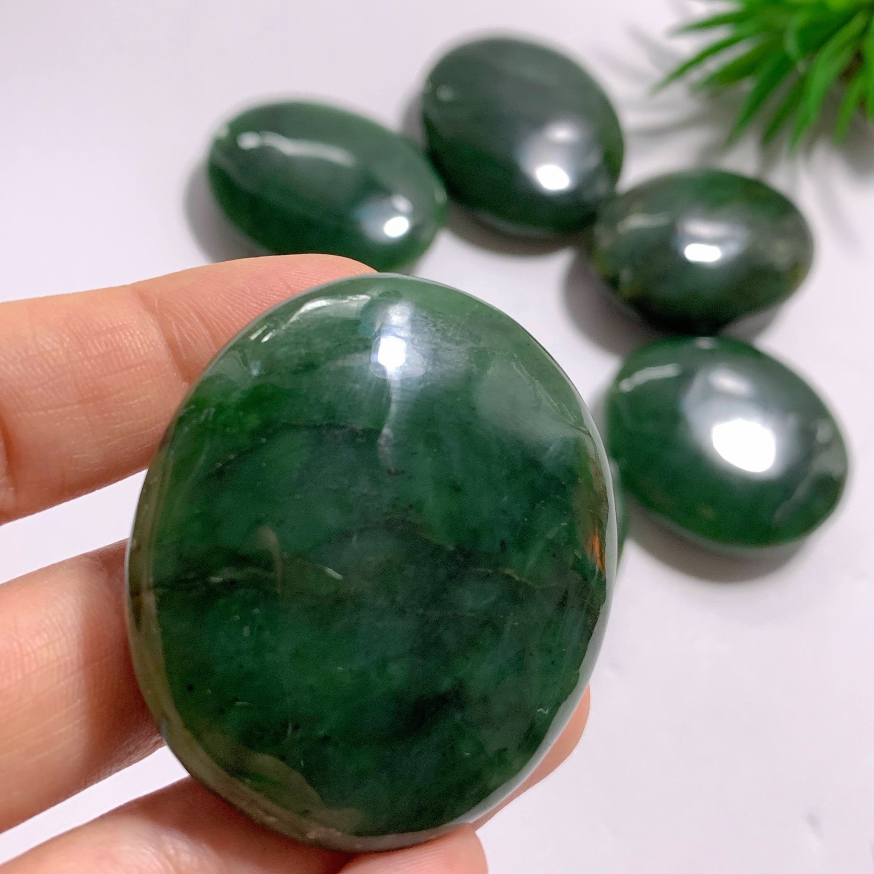 One Dark Forest Green Jade Handheld Palm Stone~Locality BC, Canada