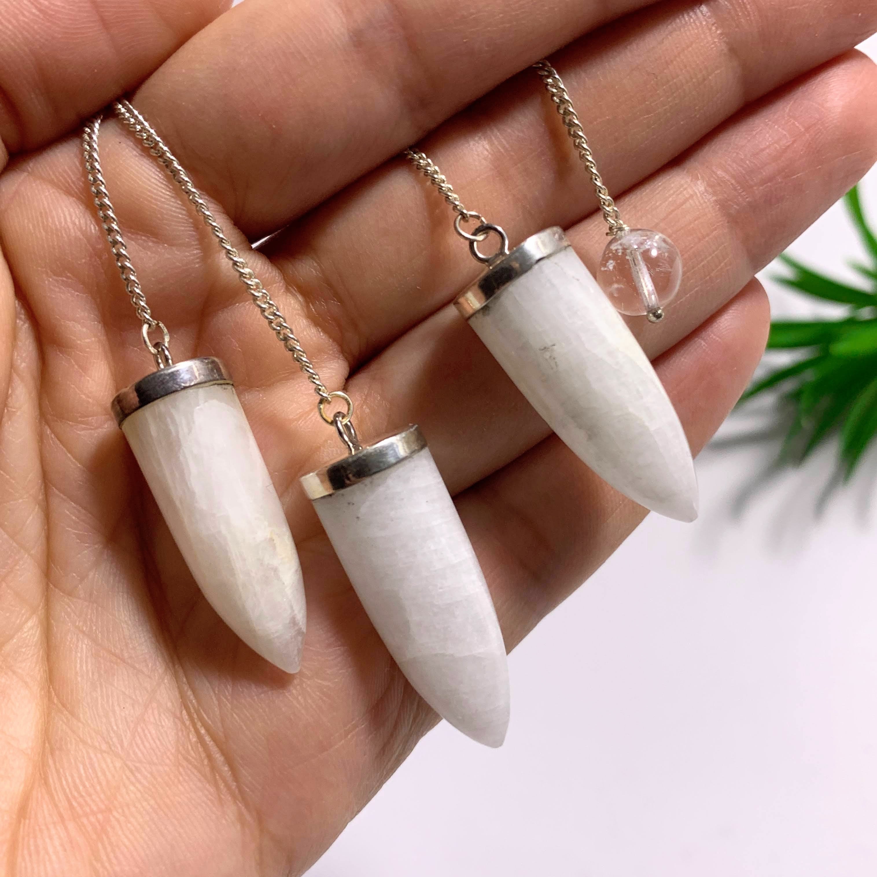 One Greenland Rare Cryolite Pendulum With Clear Quartz Bail