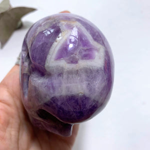 Unique Patterns Lavender Purple Large Chevron Amethyst Skull Carving - Earth Family Crystals