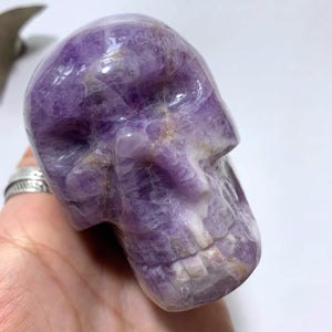 Unique Patterns Lavender Purple Large Chevron Amethyst Skull Carving - Earth Family Crystals