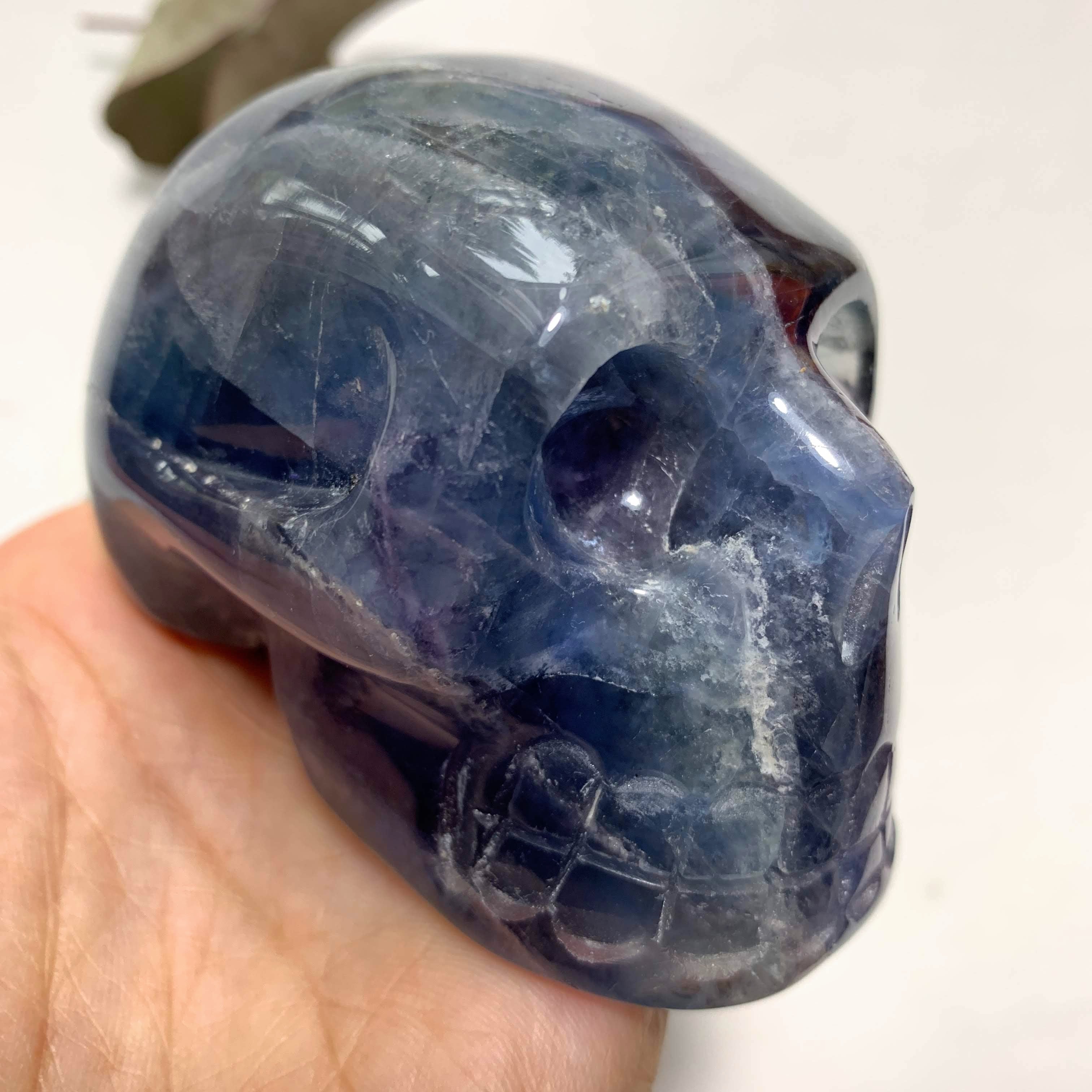 Fascinating  Large Blue/Green & Purple Fluorite Crystal Skull Carving - Earth Family Crystals