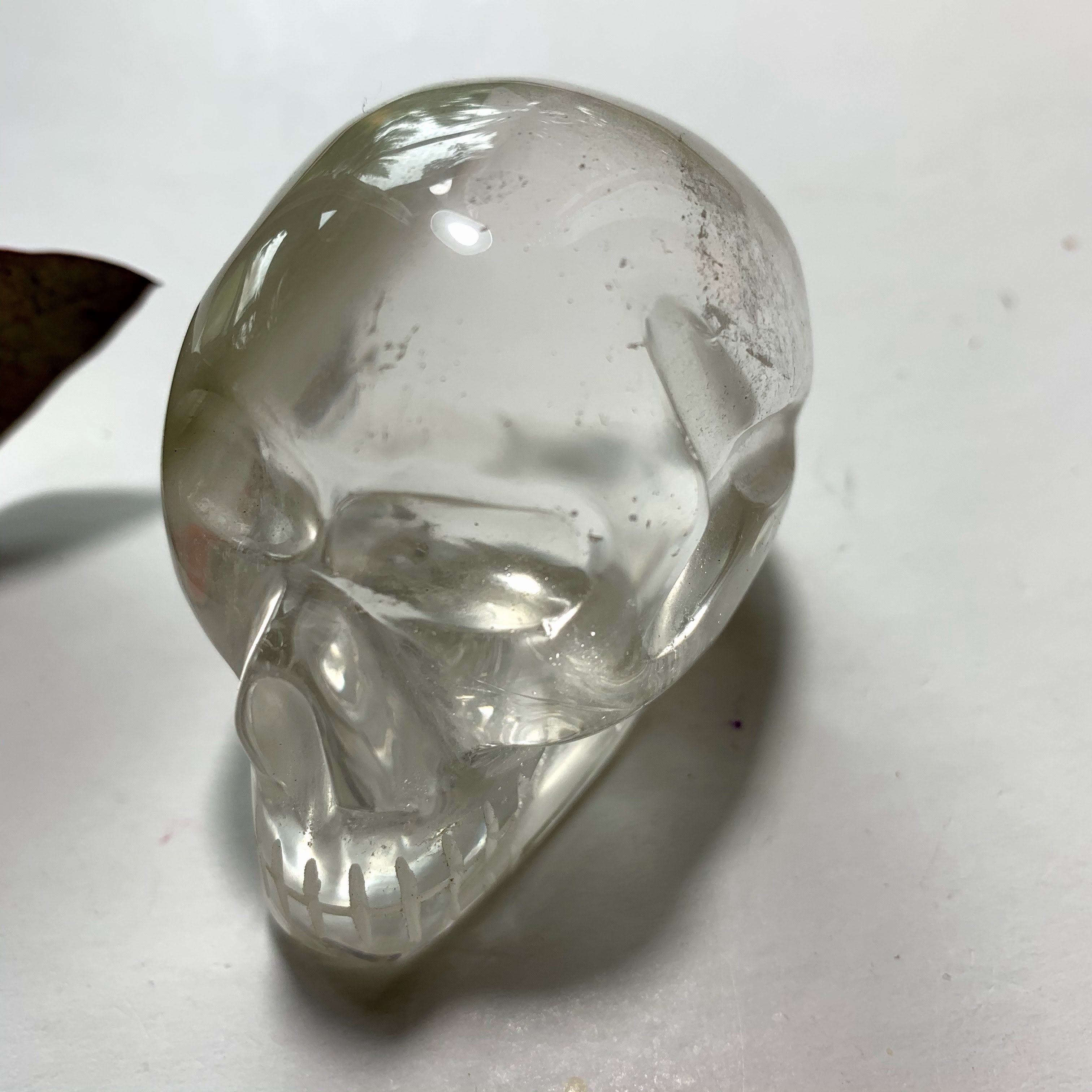 Optical Clear Quartz & Chlorite Included Crystal Skull Carving