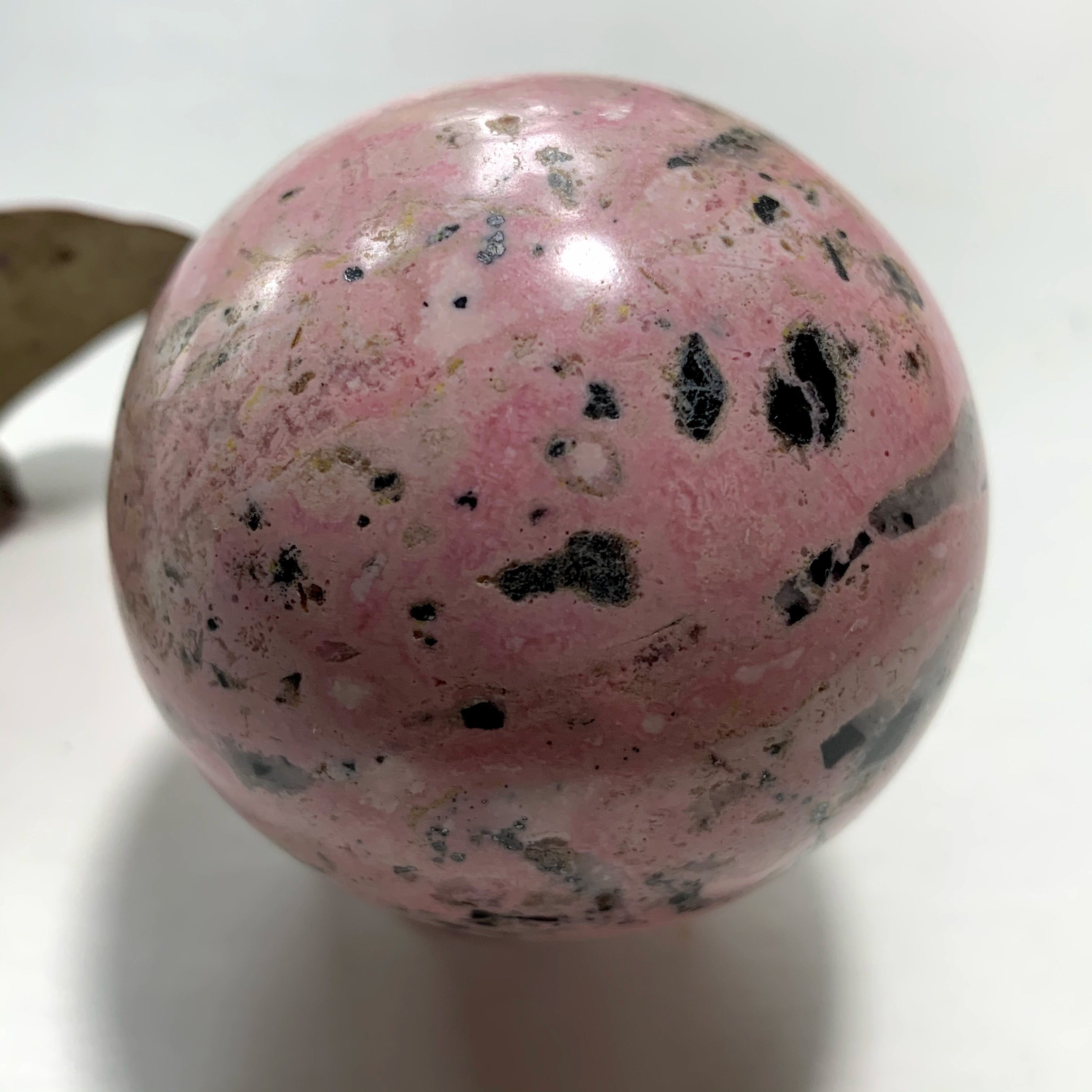 Creamy Pink Peruvian Rhodochrosite Large Sphere Carving - Earth Family Crystals