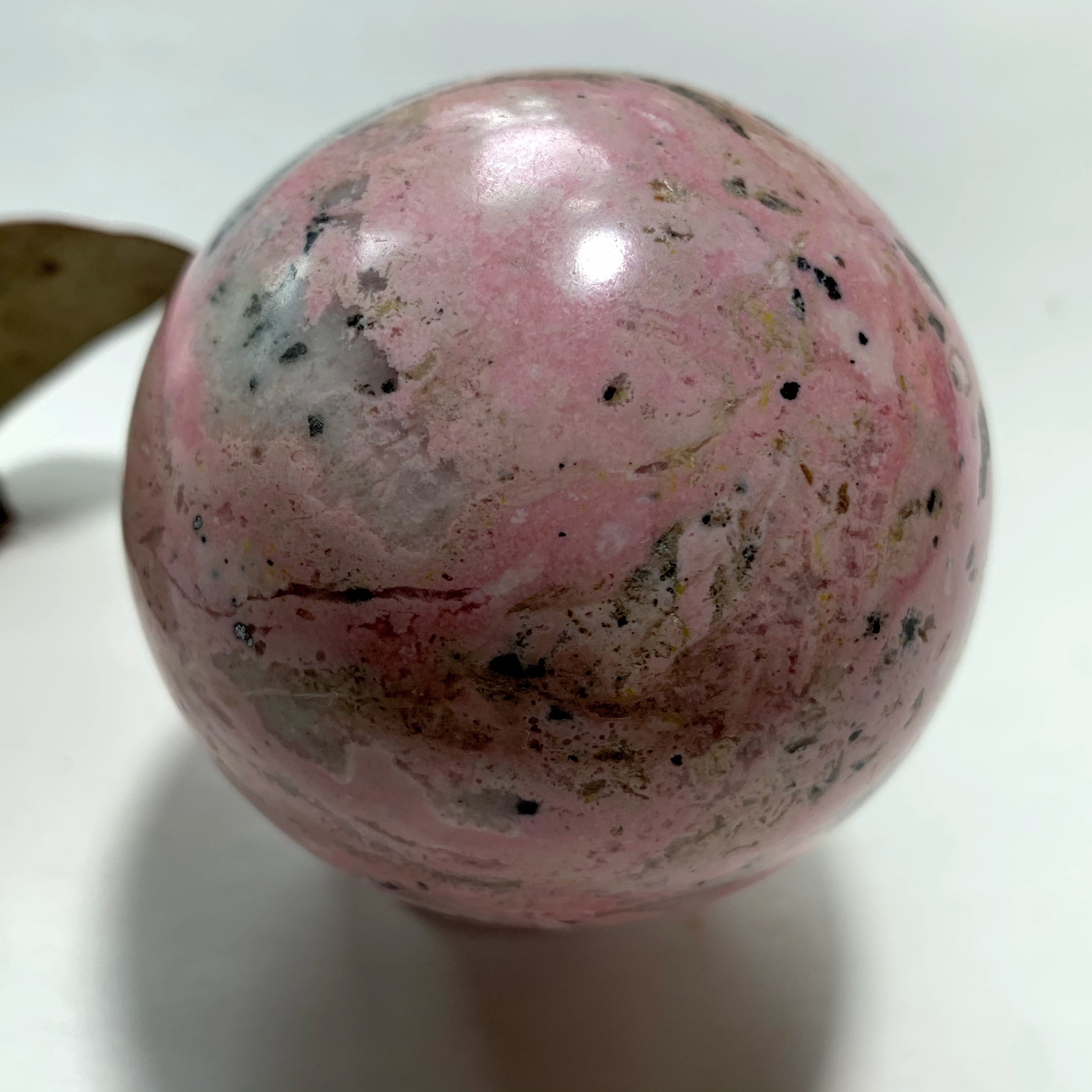 Creamy Pink Peruvian Rhodochrosite Large Sphere Carving - Earth Family Crystals